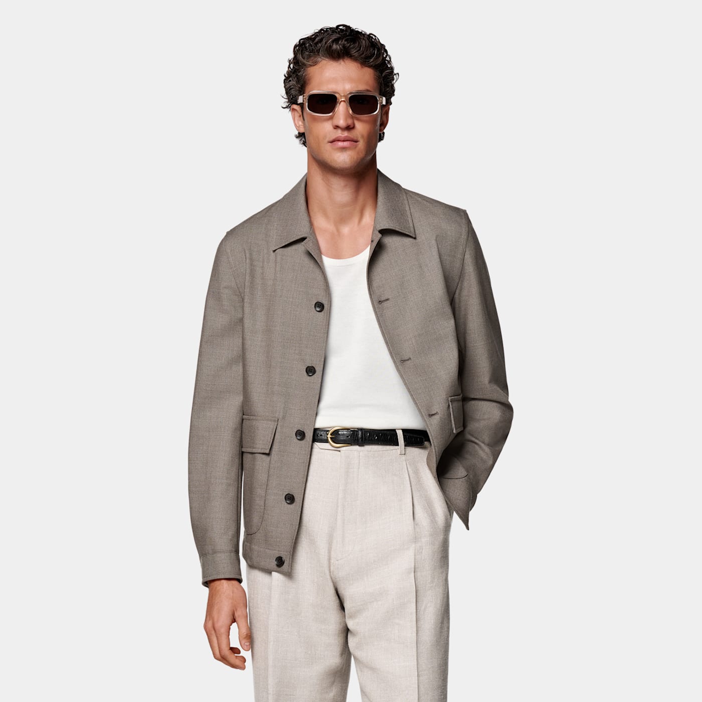 Suitsupply Taupe Bomber Jacket
