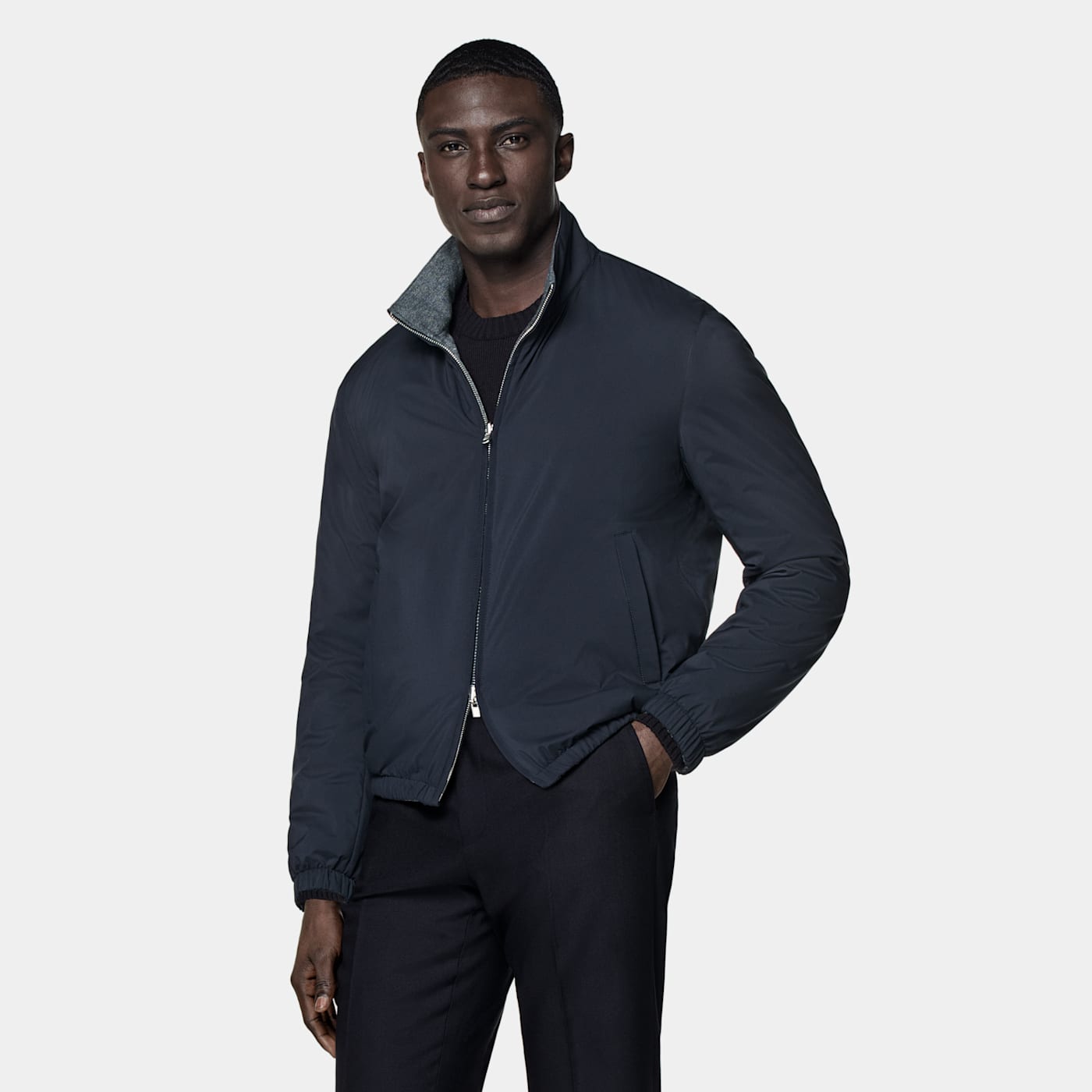 Suitsupply Bomber Réversible Bleu Marine