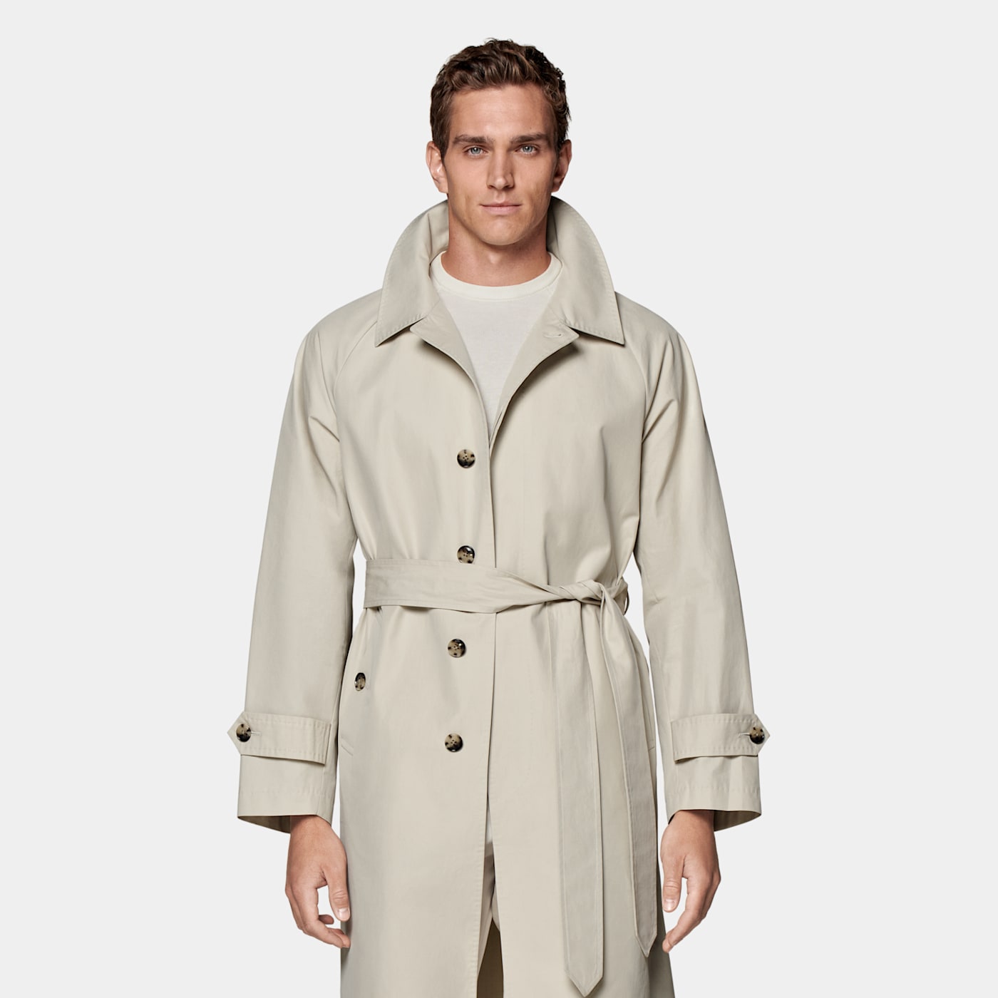 Suitsupply Sand Belted Trench Coat In Neutral