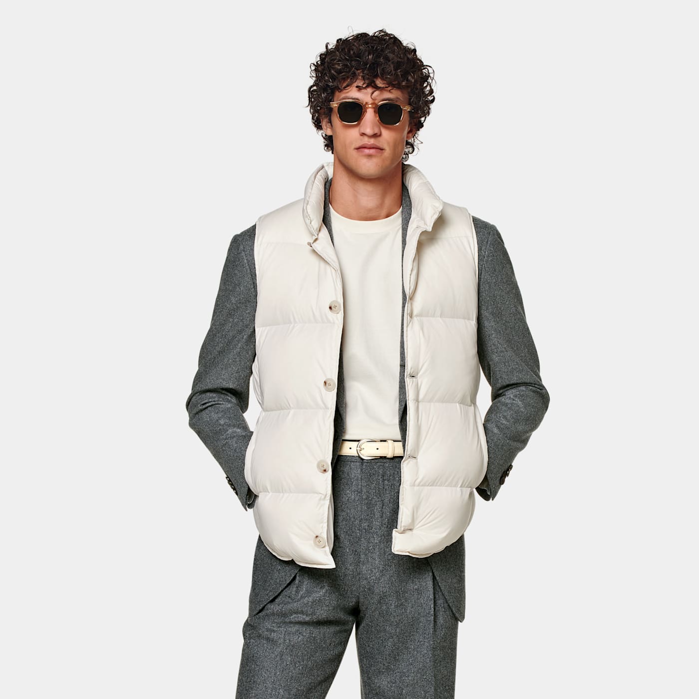 Suitsupply Sand Down Vest In Neutral