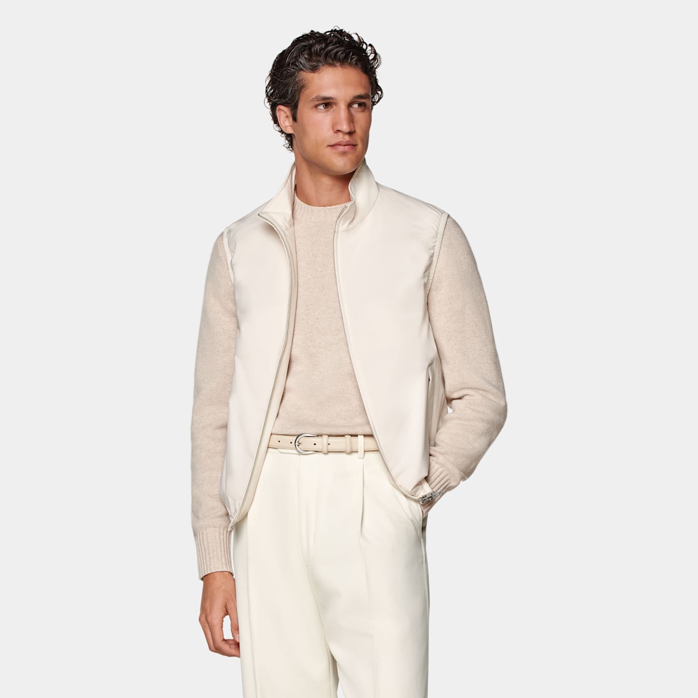 Suitsupply Off-white Light Padded Zip Vest