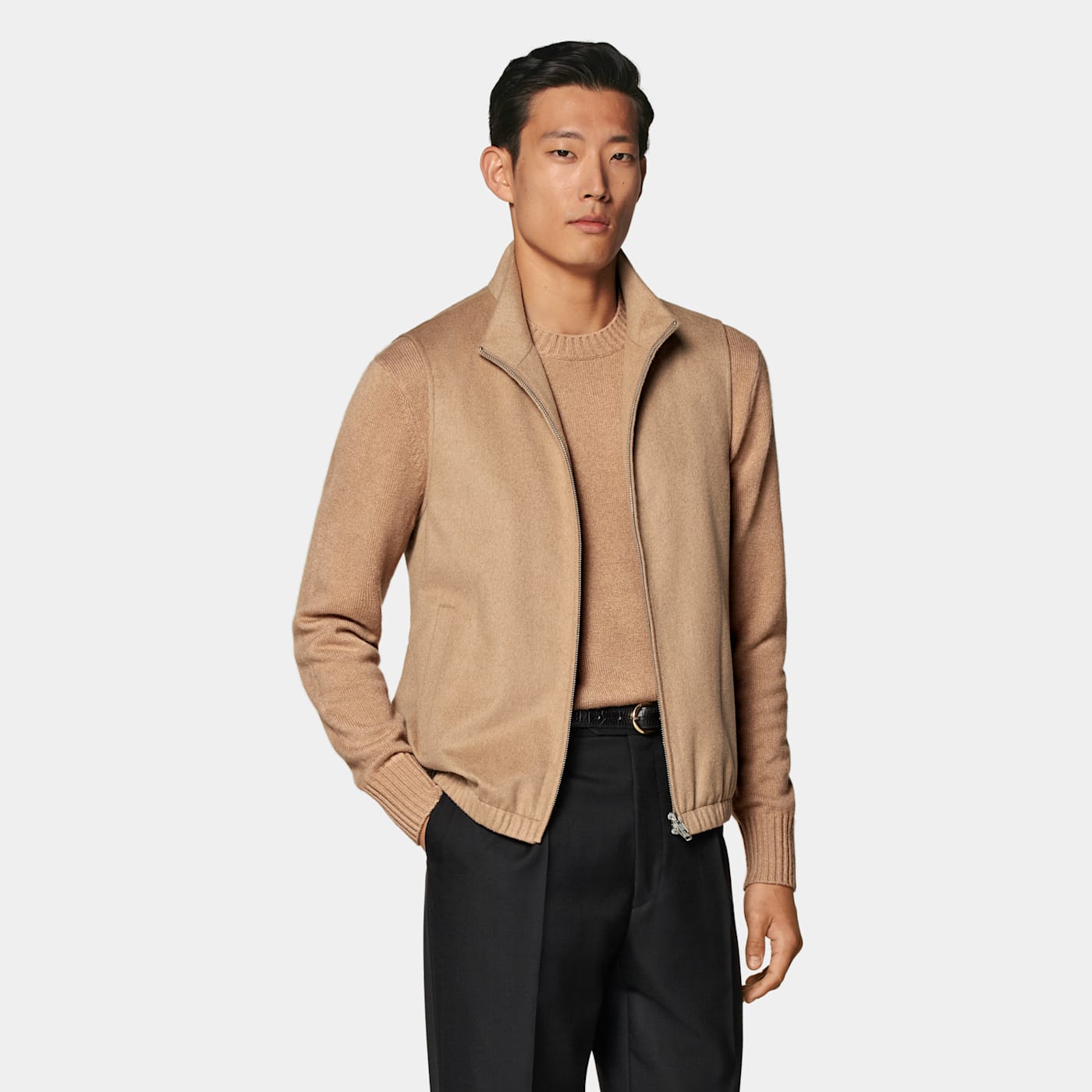 Suitsupply Veste Sans Manches Zippée Marron Moyen