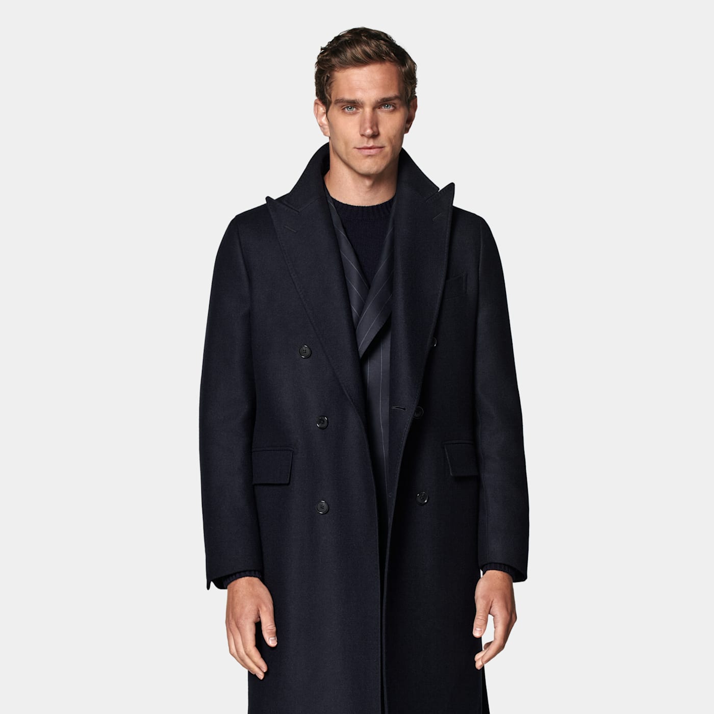 Suitsupply Navy Belted Overcoat