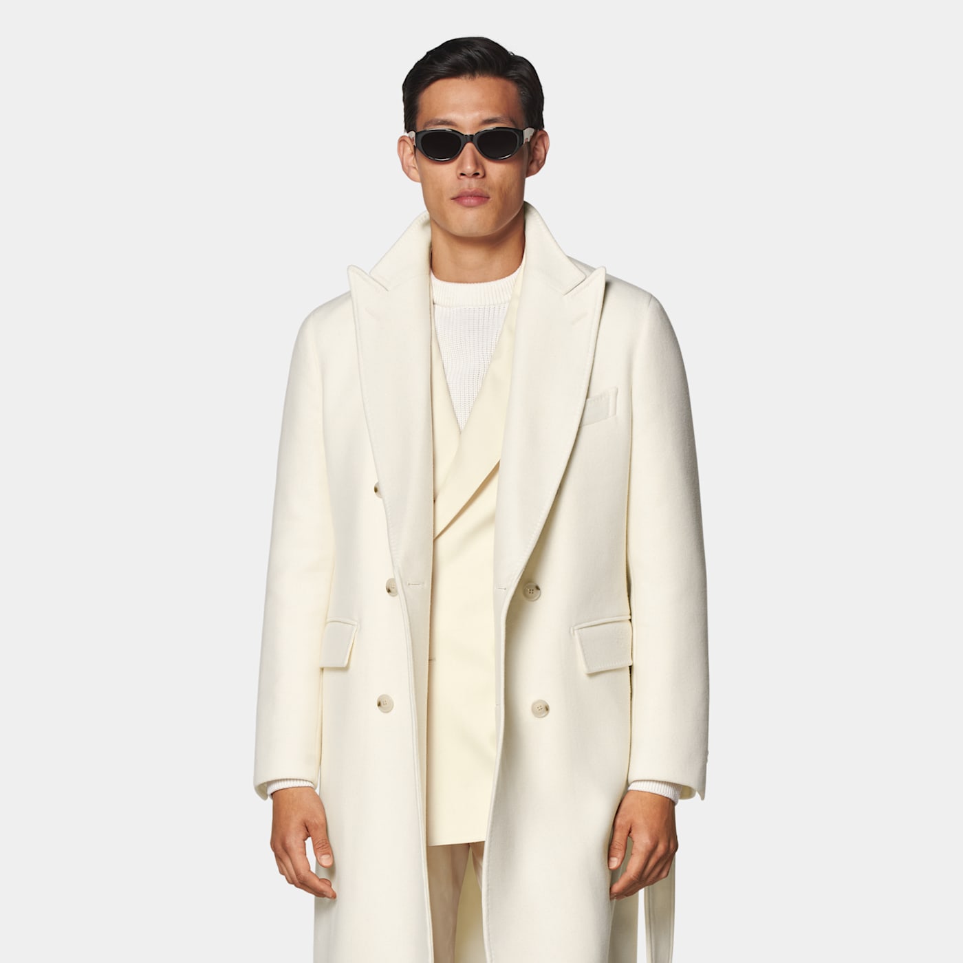 Suitsupply Off-white Belted Overcoat