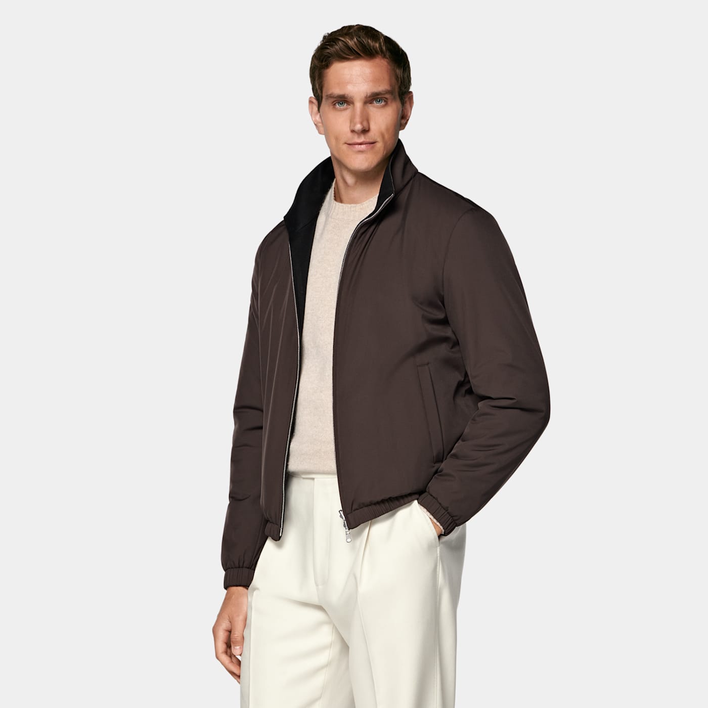 Suitsupply Dark Brown Reversible Bomber Jacket