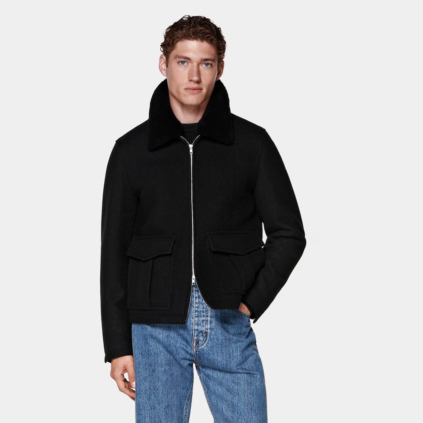 Suitsupply Black Bomber Jacket