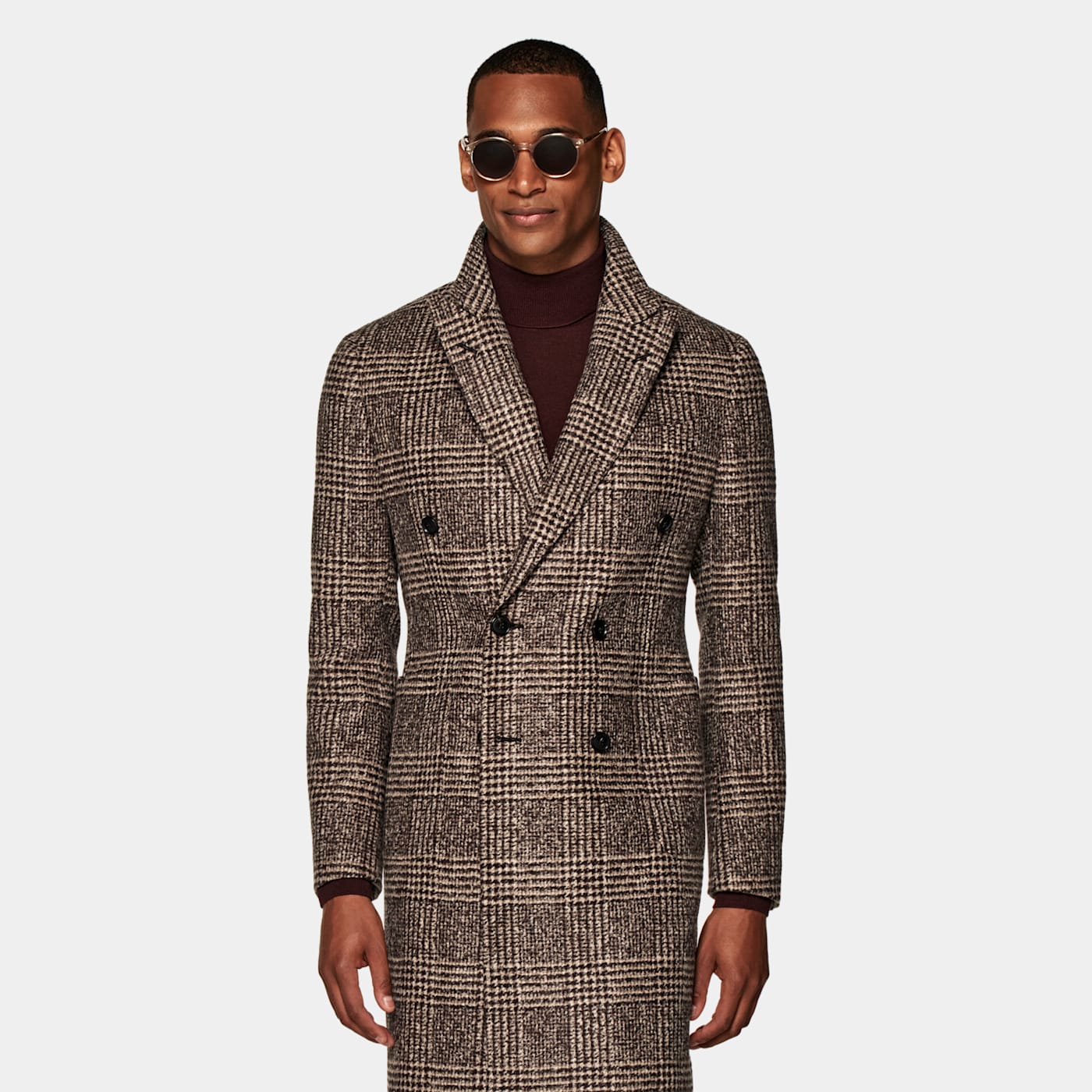 Suitsupply Brown Checked Overcoat