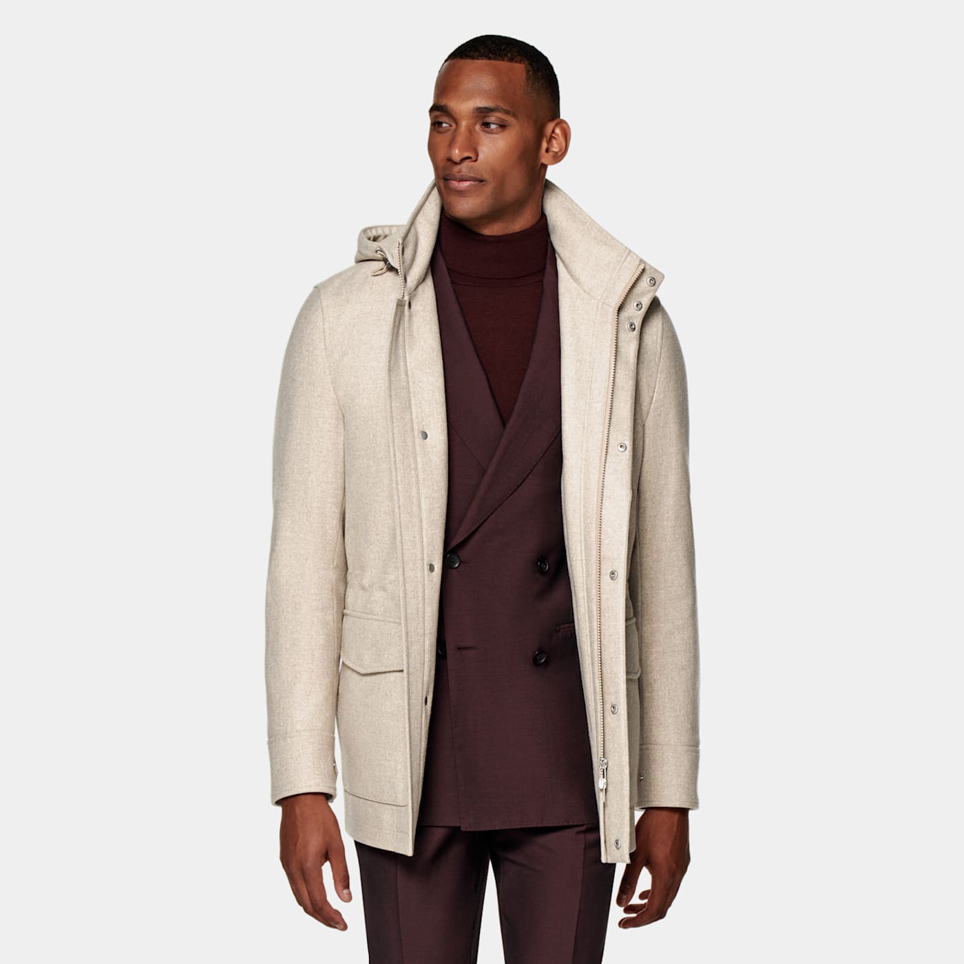 Suitsupply Light Brown Padded Parka In Gray