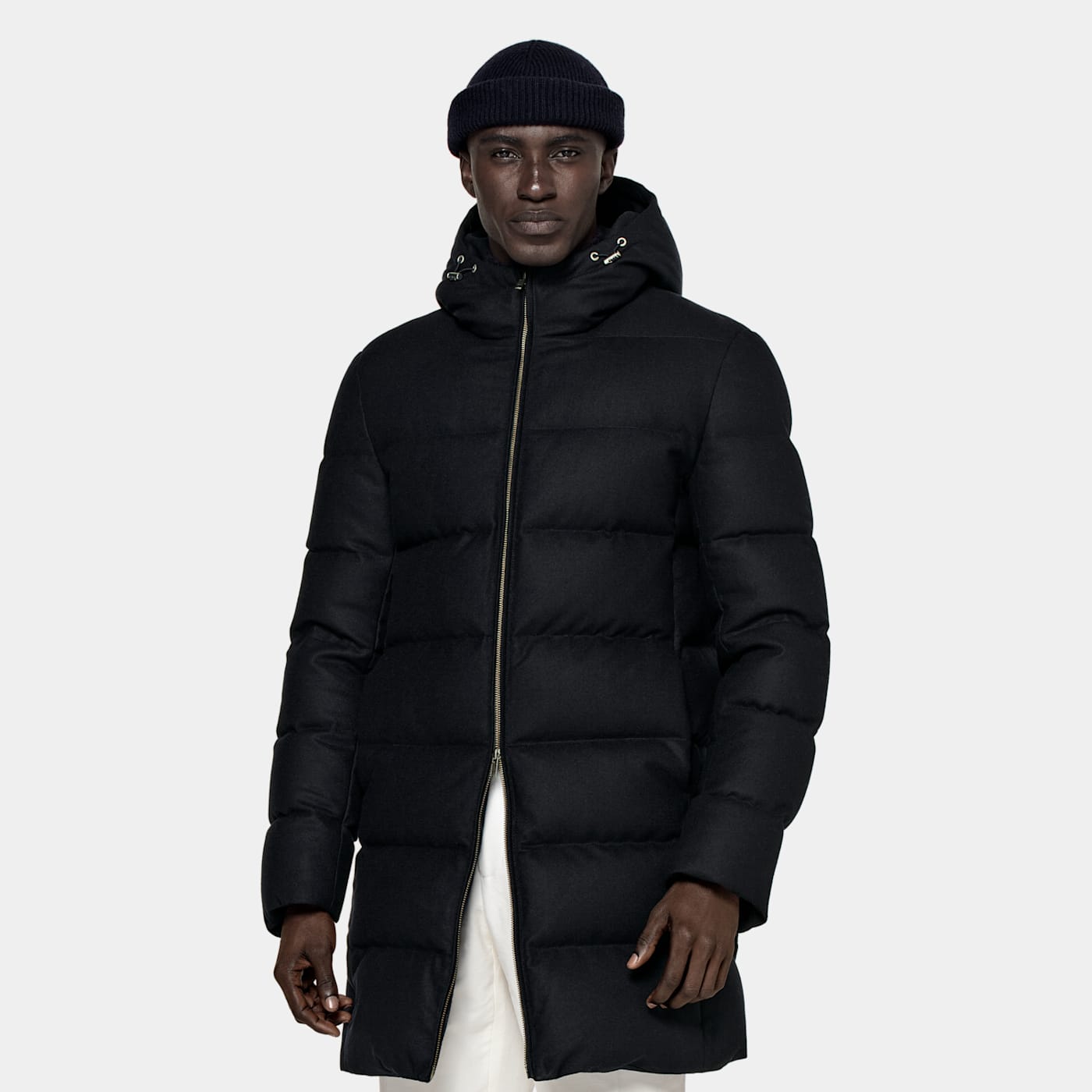 Suitsupply Navy Long Down Jacket In Black