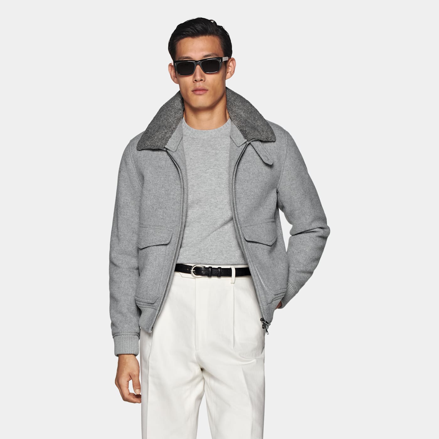 Shop Suitsupply Light Grey Bomber Jacket