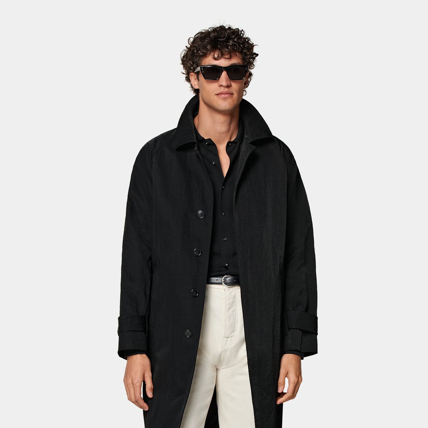 Suitsupply Black Belted Overcoat