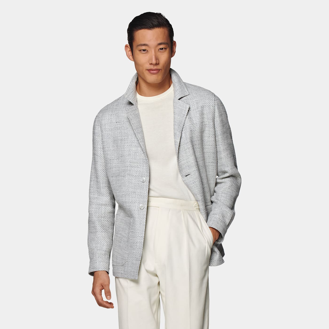 Suitsupply Light Grey Greenwich Shirt-jacket In Gray