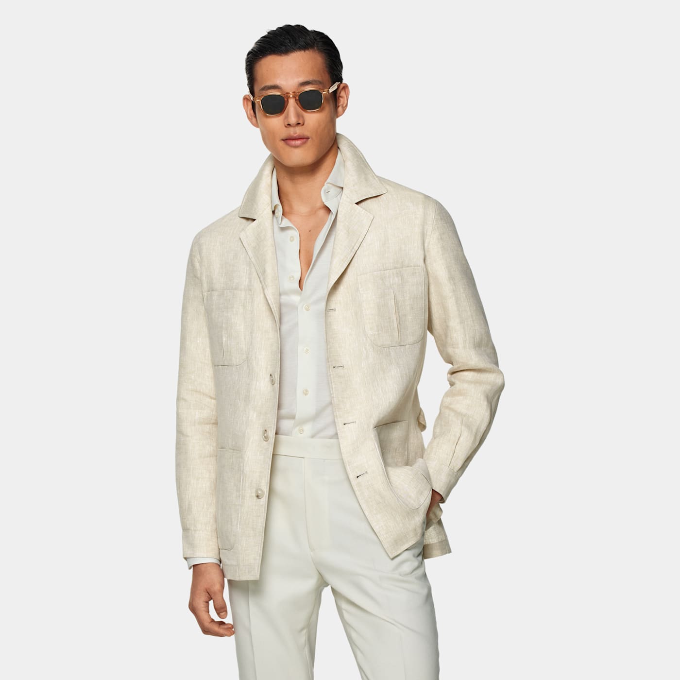 Suitsupply Sand Relaxed Fit Safari Jacket In Neutral