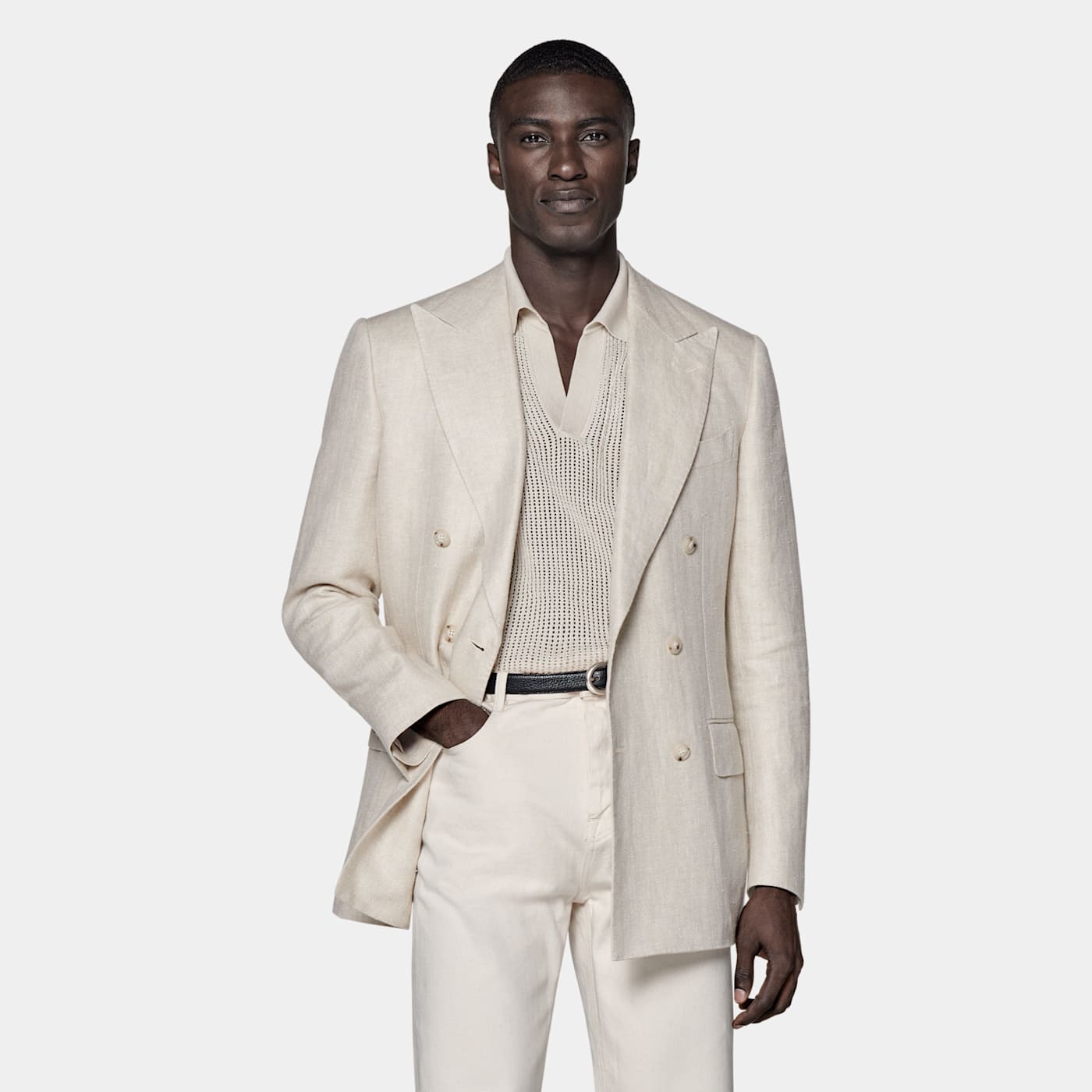 Suitsupply Light Taupe Herringbone Tailored Fit Milano Blazer
