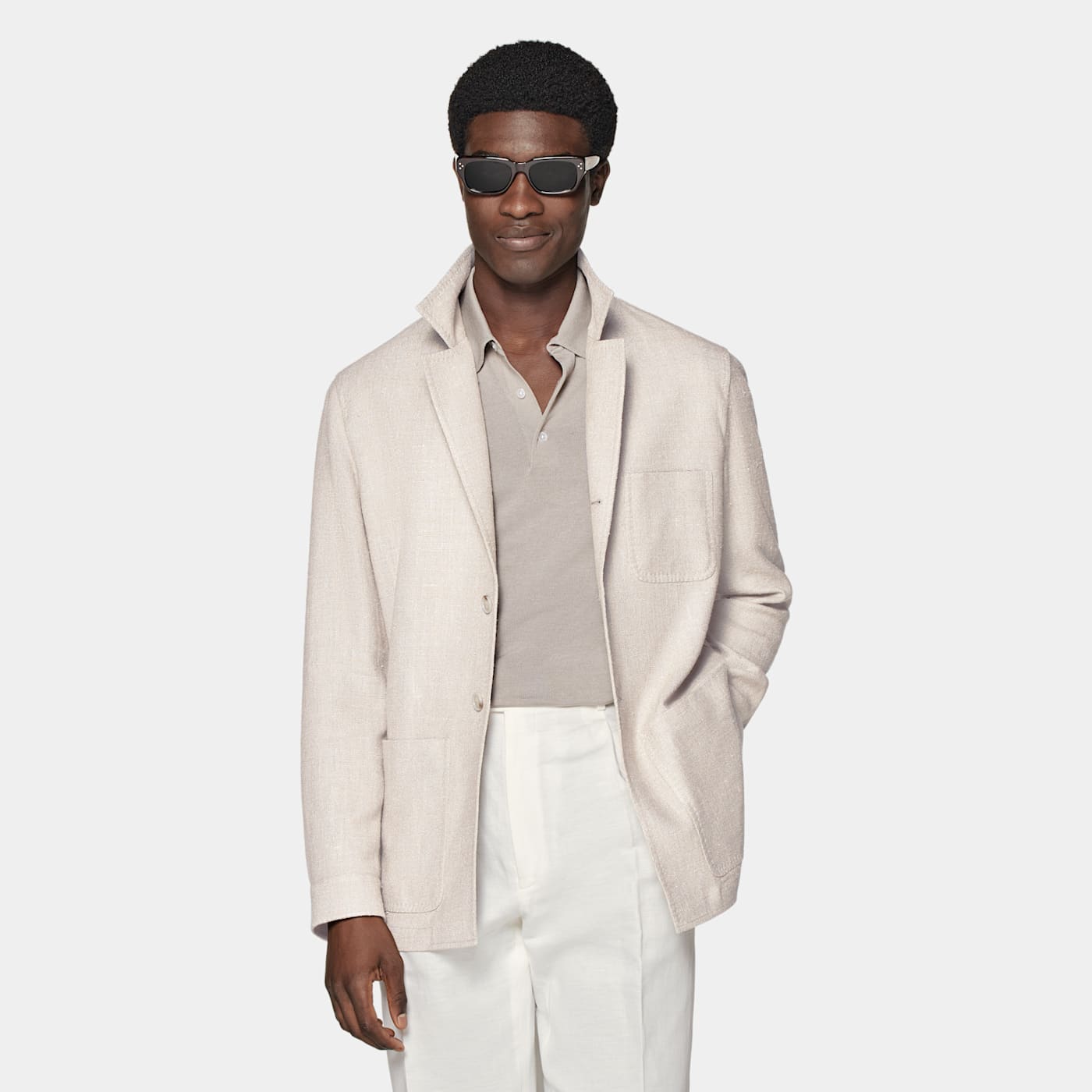 Shop Suitsupply Light Taupe Relaxed Fit Shirt-jacket