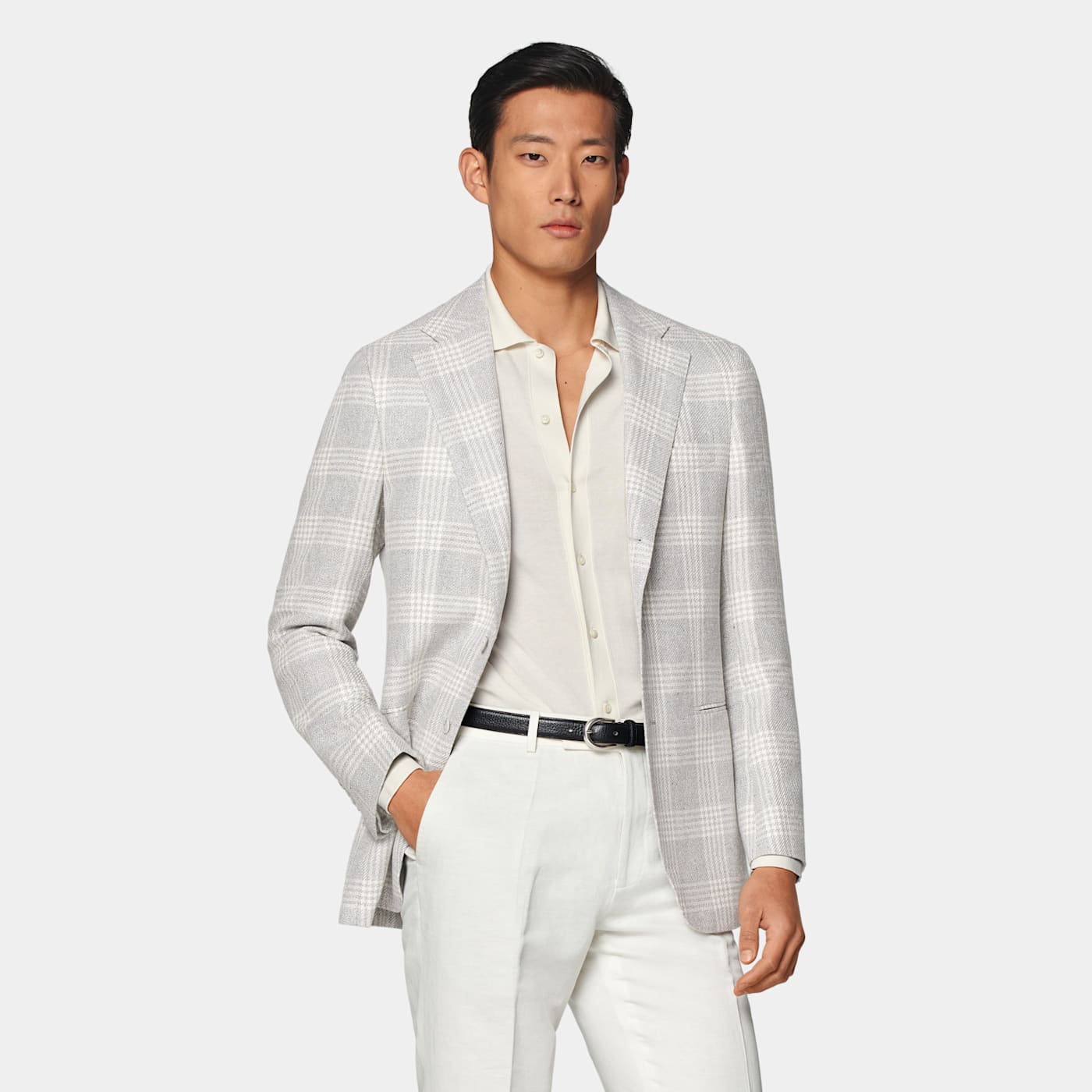 Shop Suitsupply Grey Checked Tailored Fit Havana Blazer