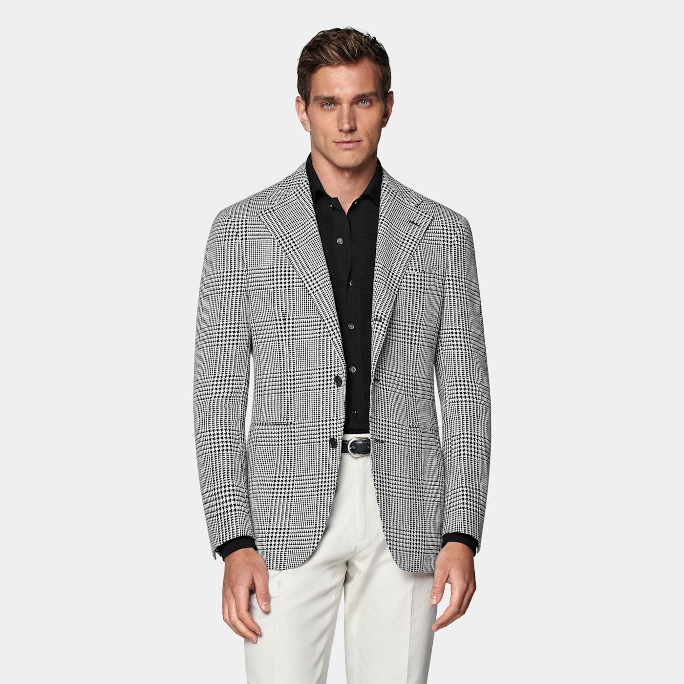 Suitsupply Black Checked Relaxed Fit Roma Blazer In Gray