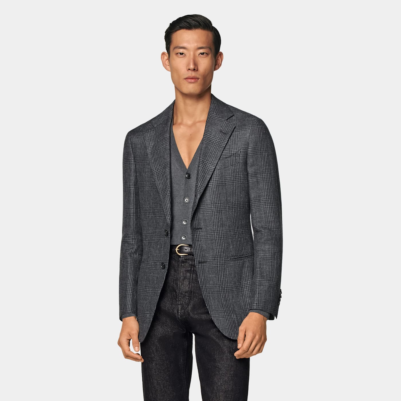 Suitsupply Blazer Havana Coupe Tailored Gris Foncé à Carreaux