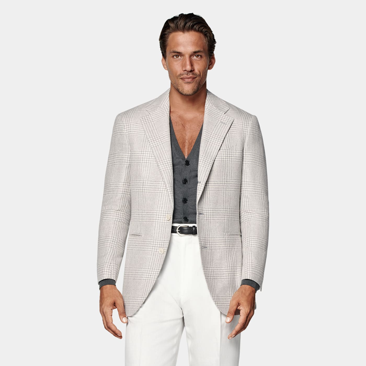 Suitsupply Light Grey Checked Relaxed Fit Roma Blazer