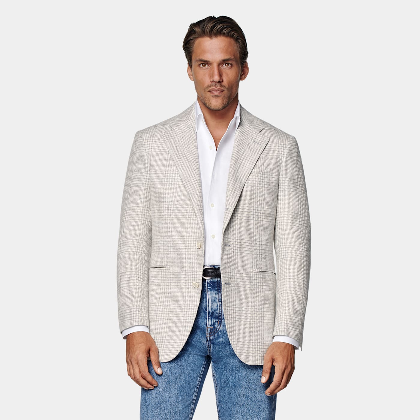 Suitsupply Light Grey Checked Relaxed Fit Roma Blazer