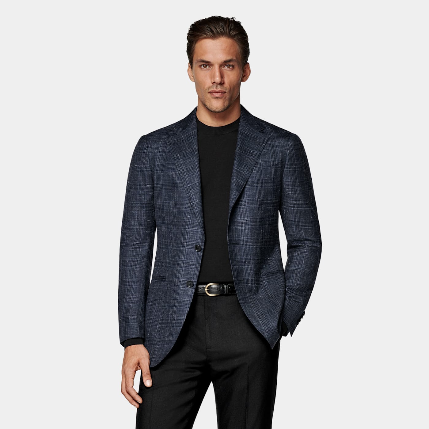 Suitsupply Navy Checked Tailored Fit Havana Blazer