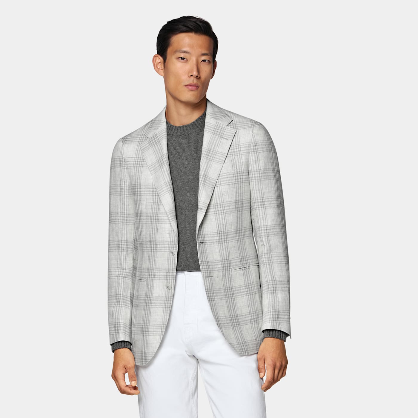 Suitsupply Blazer Havana Coupe Tailored Gris Clair à Carreaux