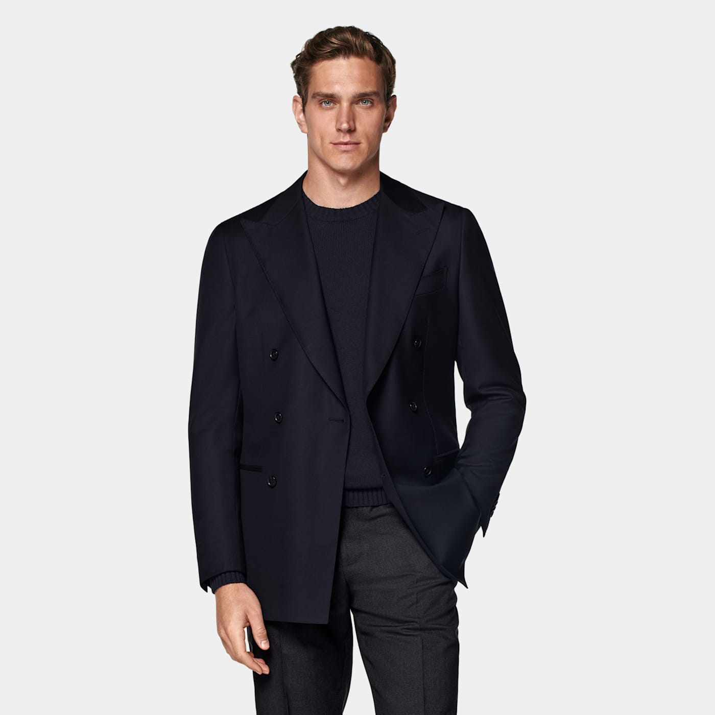 Suitsupply Navy Tailored Fit Havana Suit Jacket