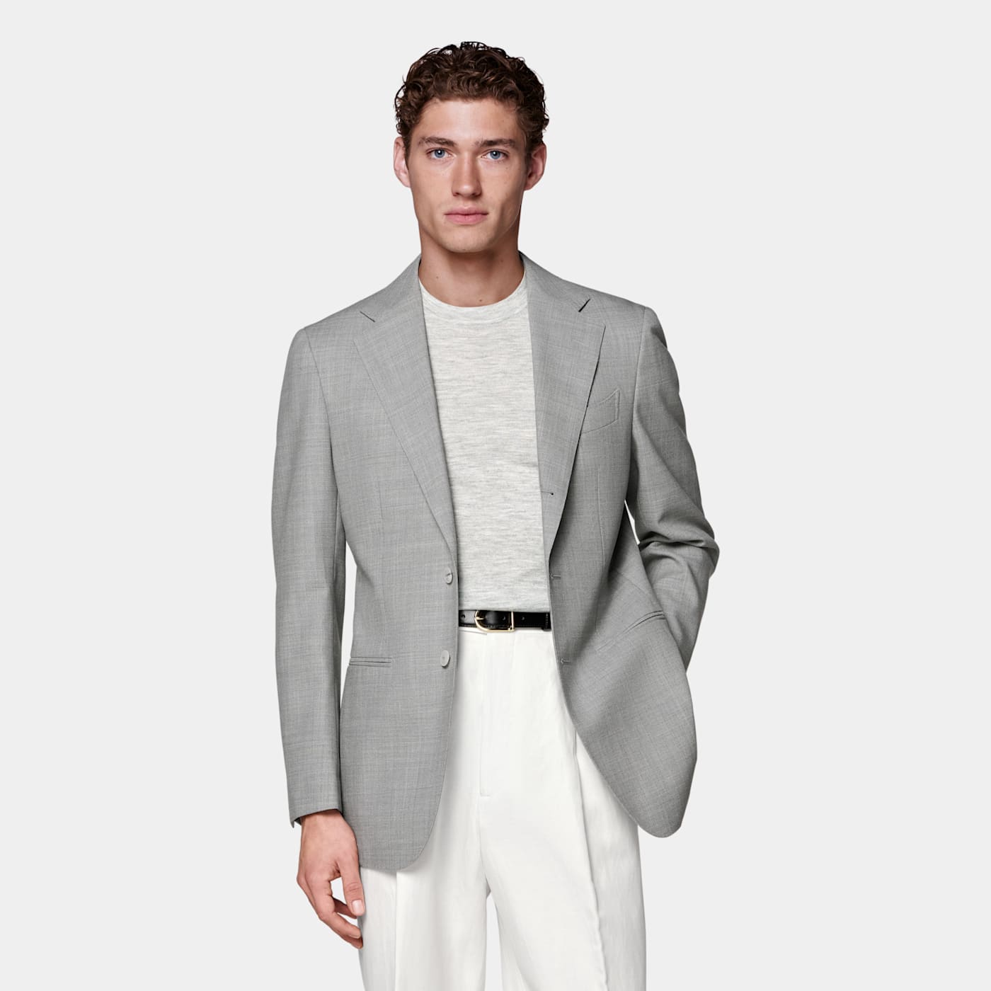 Suitsupply Light Grey Tailored Fit Havana Suit Jacket