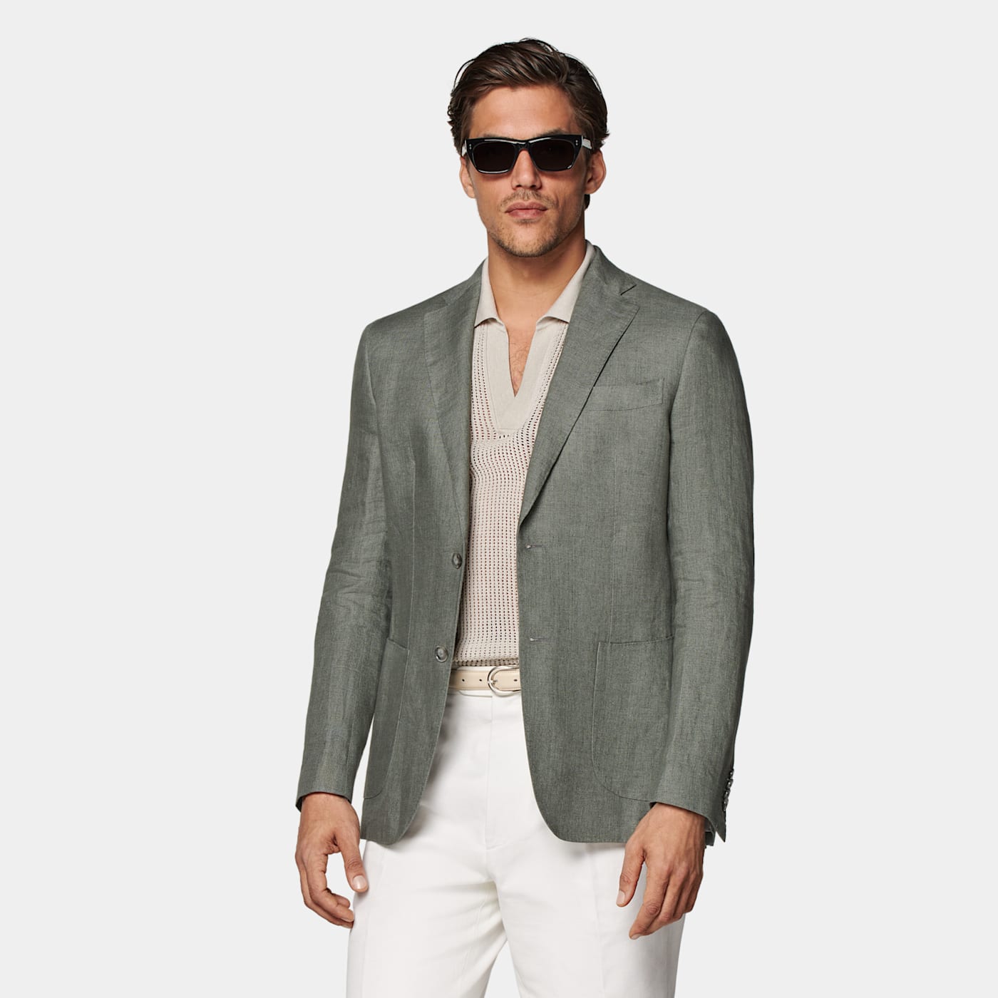 Suitsupply Mid Green Havana Blazer In Gray