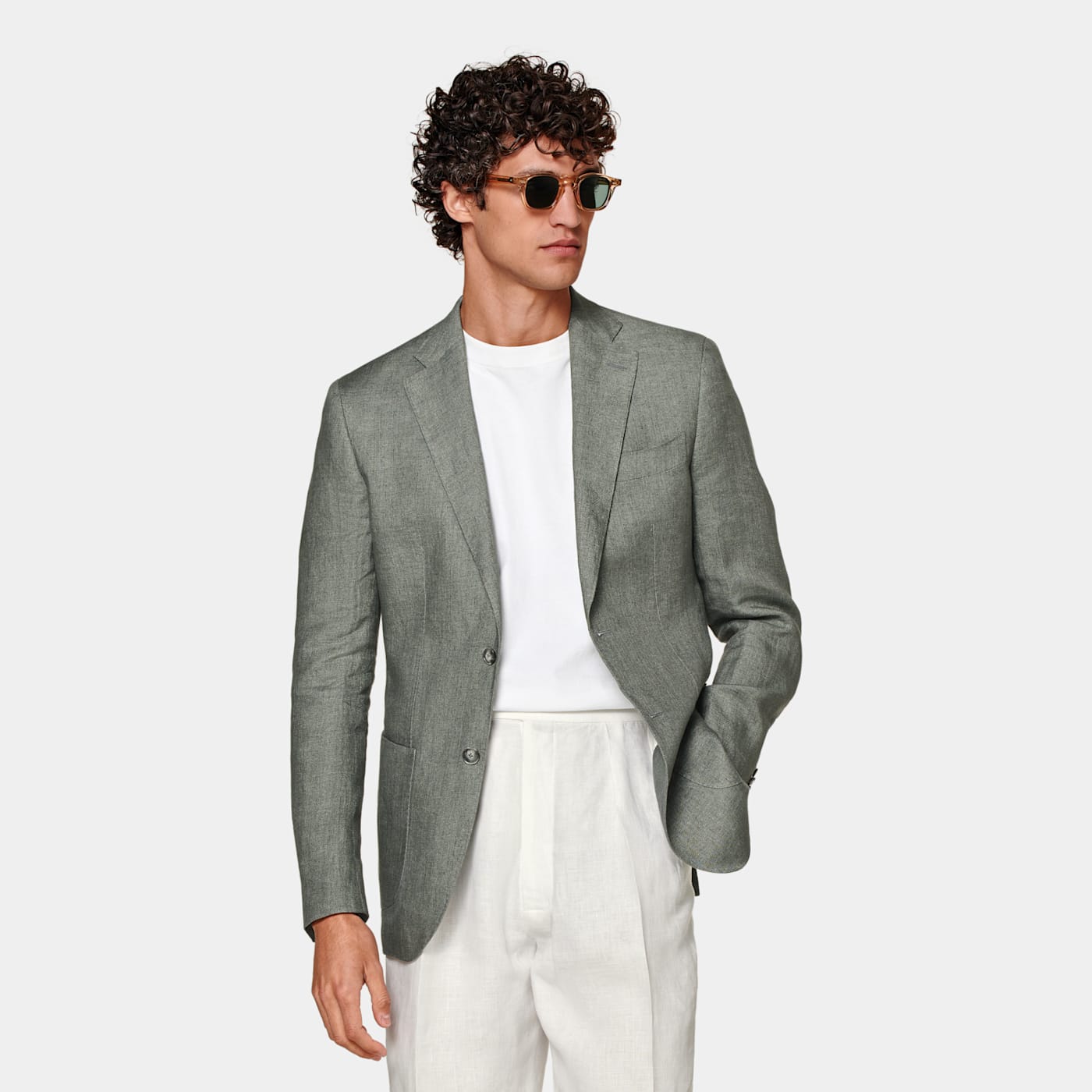 Suitsupply Mid Green Tailored Fit Havana Suit Jacket