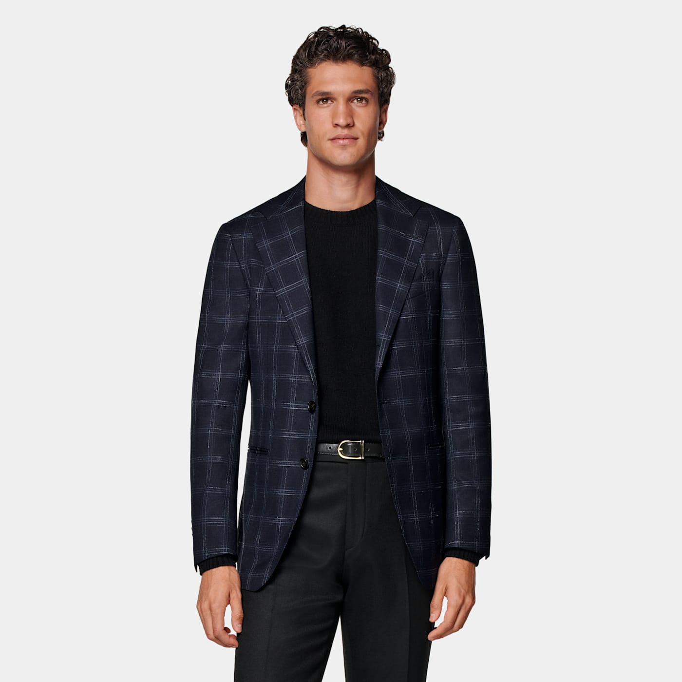 Suitsupply Navy Checked Tailored Fit Havana Blazer