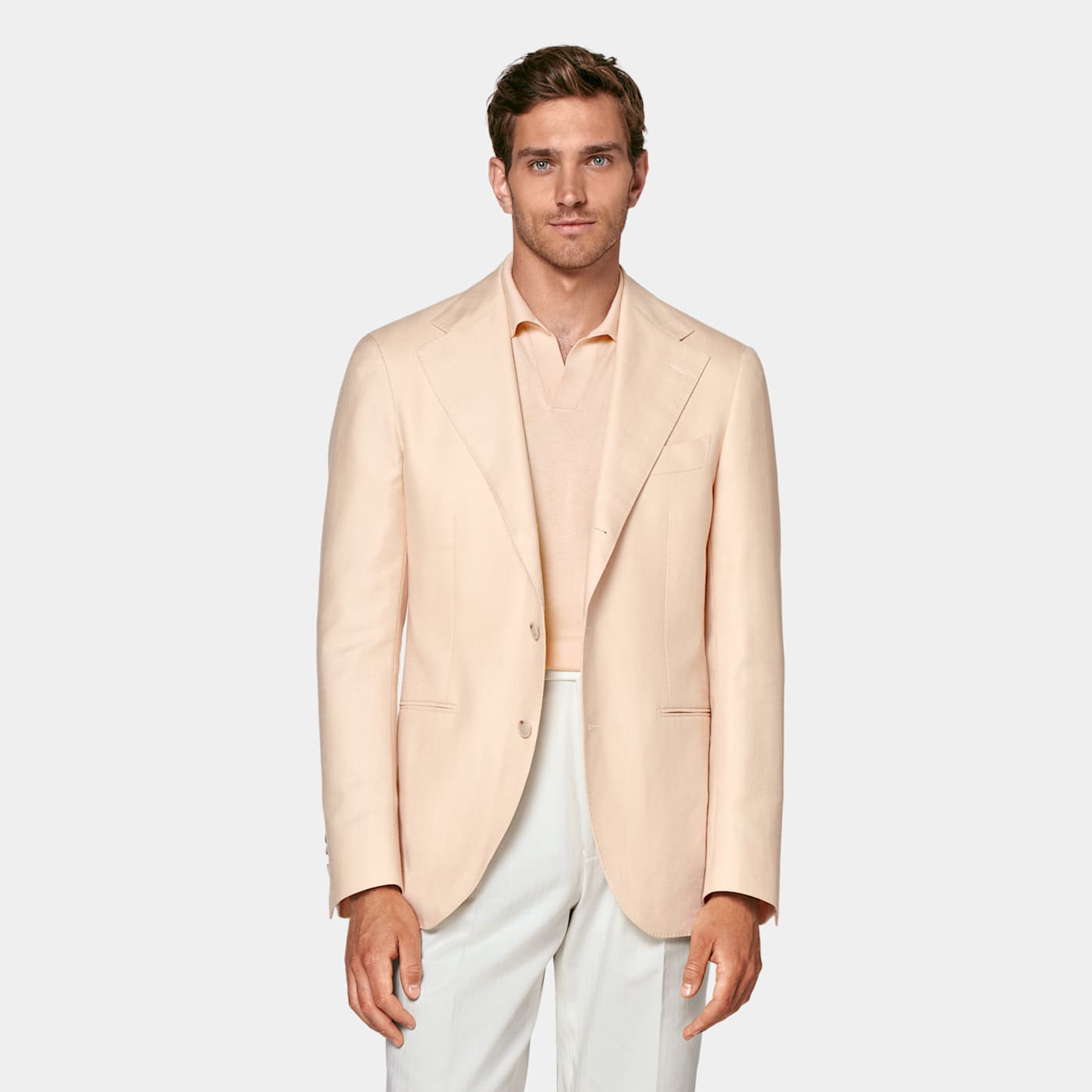 Shop Suitsupply Light Pink Herringbone Relaxed Fit Roma Blazer