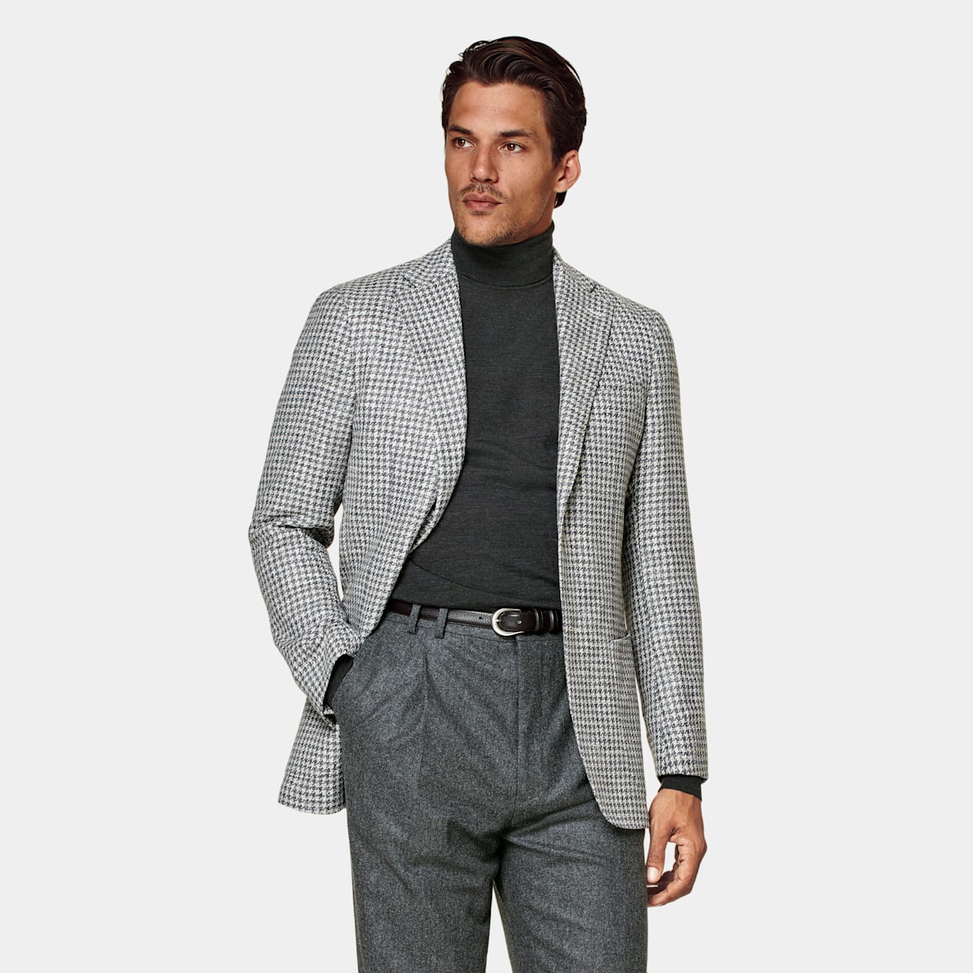 Suitsupply Mid Grey Houndstooth Havana Blazer In Gray