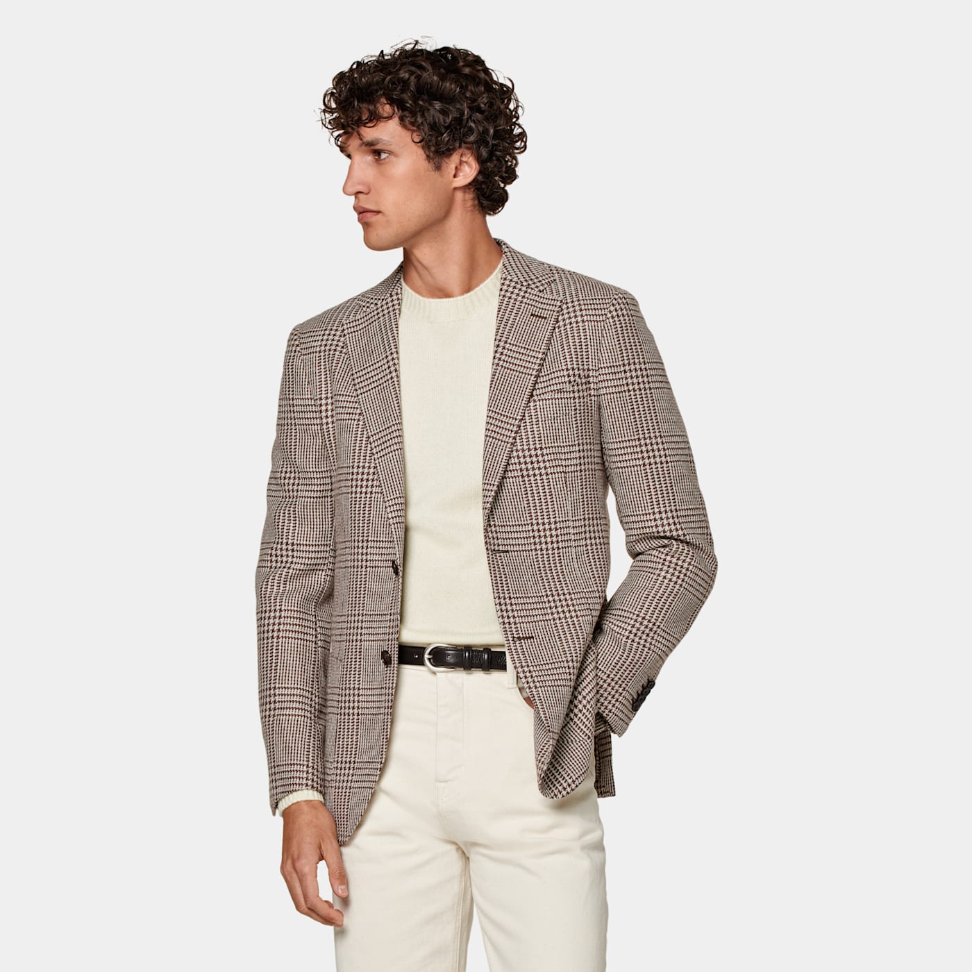 Suitsupply Mid Brown Checked Tailored Fit Havana Blazer