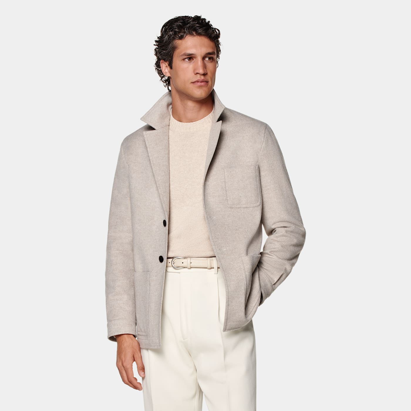 Suitsupply Veste Chemise Coupe Relaxed Sable