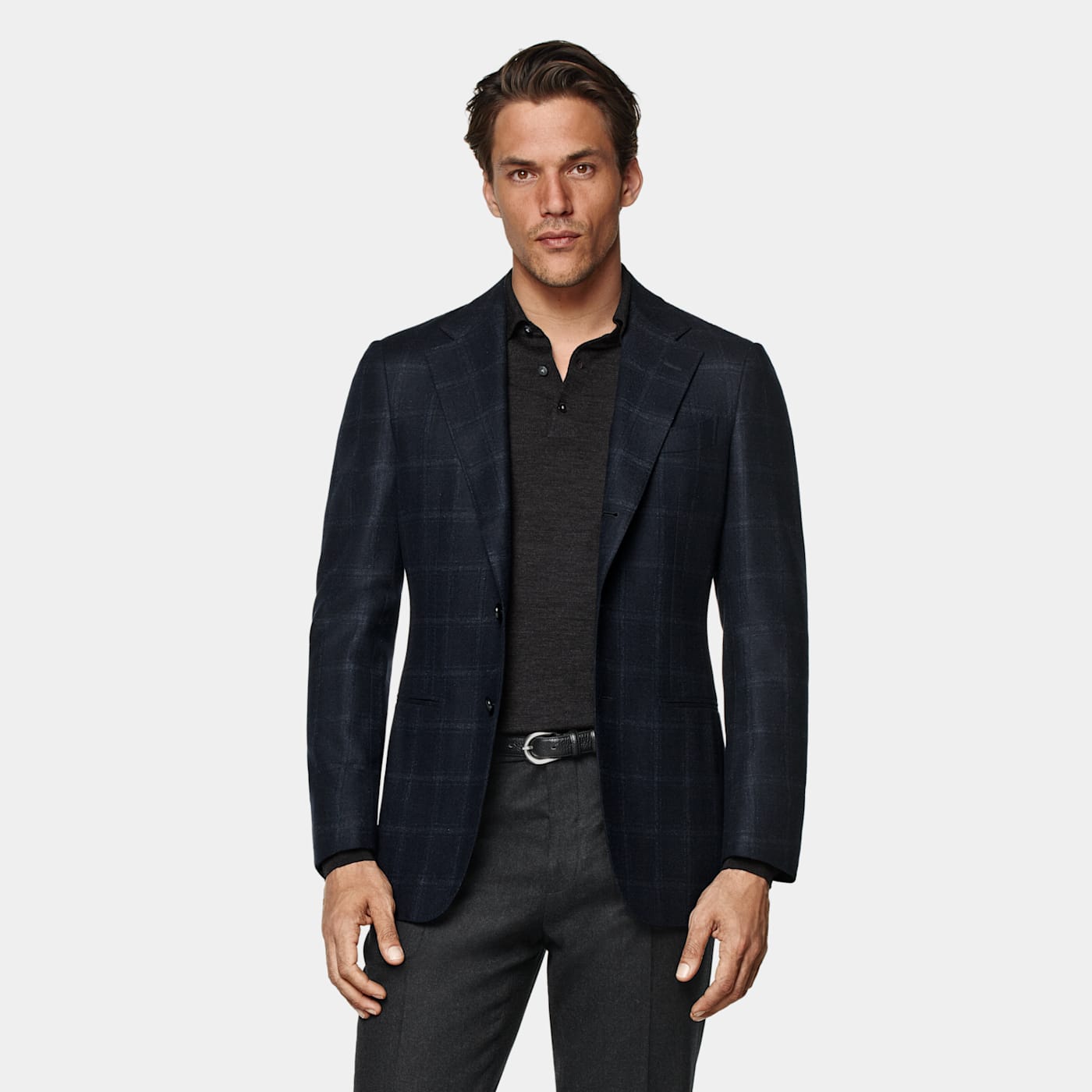 Suitsupply Navy Checked Tailored Fit Havana Blazer