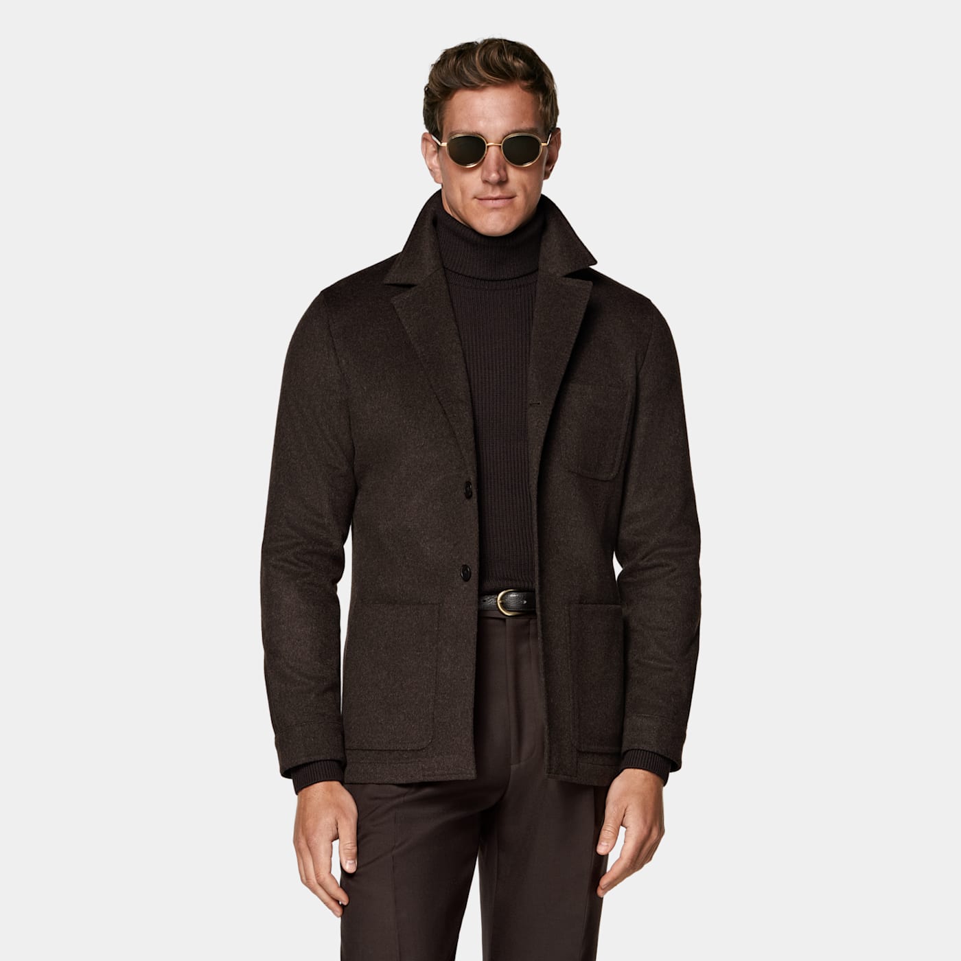 Suitsupply Veste Chemise Coupe Relaxed Marron Foncé