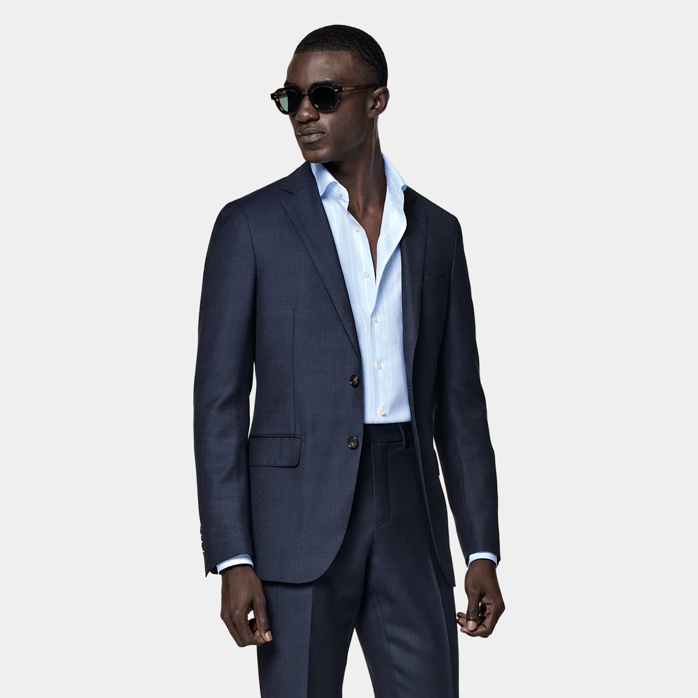 Suitsupply Navy Bird's Eye Tailored Fit Sienna Suit Jacket In Blue