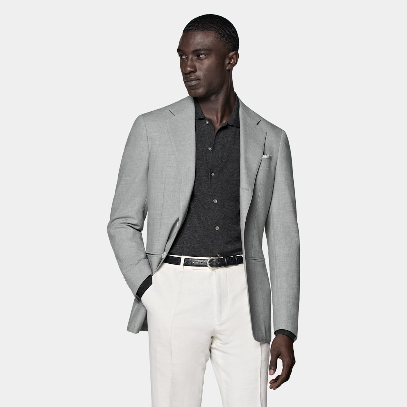 Suitsupply Light Grey Tailored Fit Havana Suit Jacket
