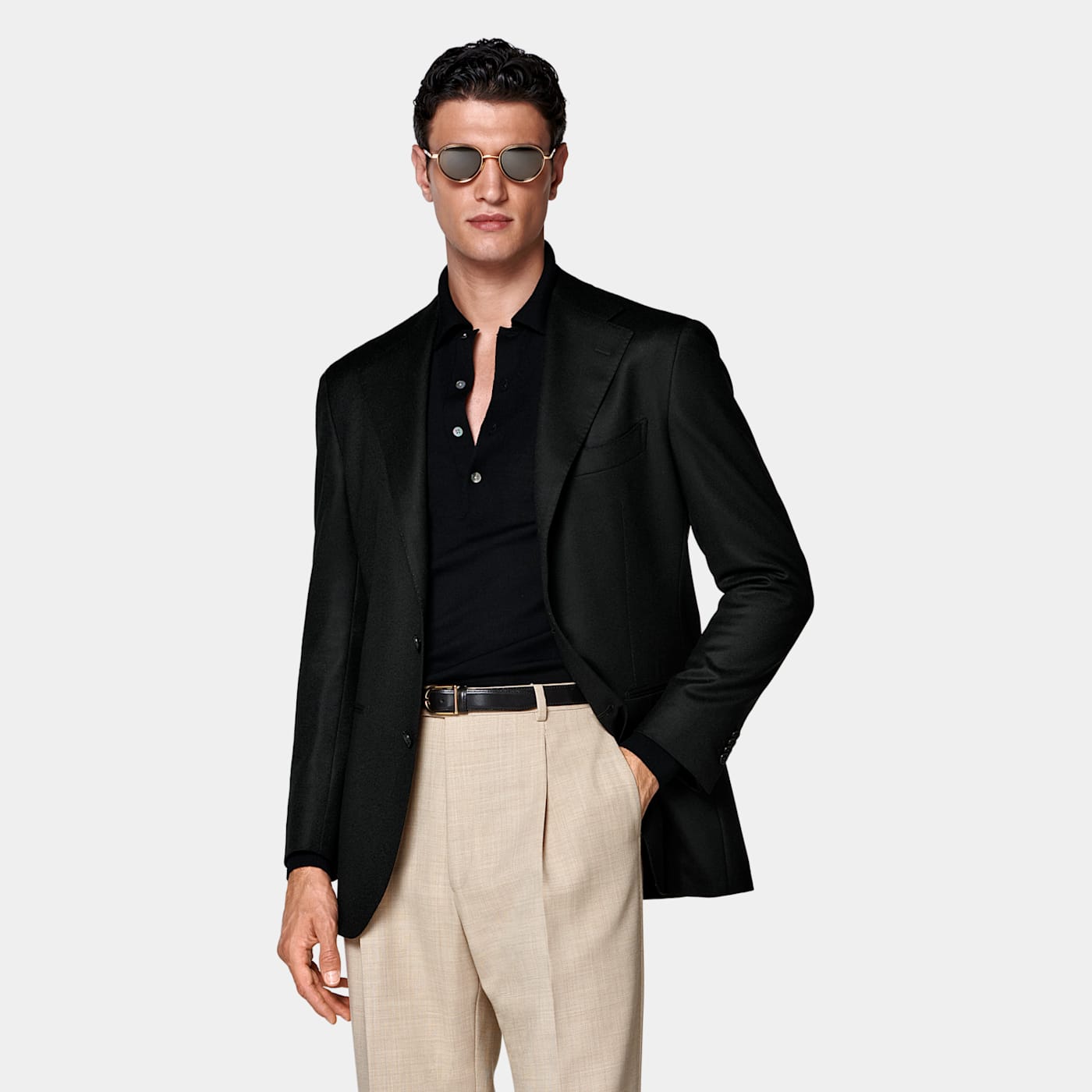 Suitsupply Black Relaxed Fit Roma Suit Jacket