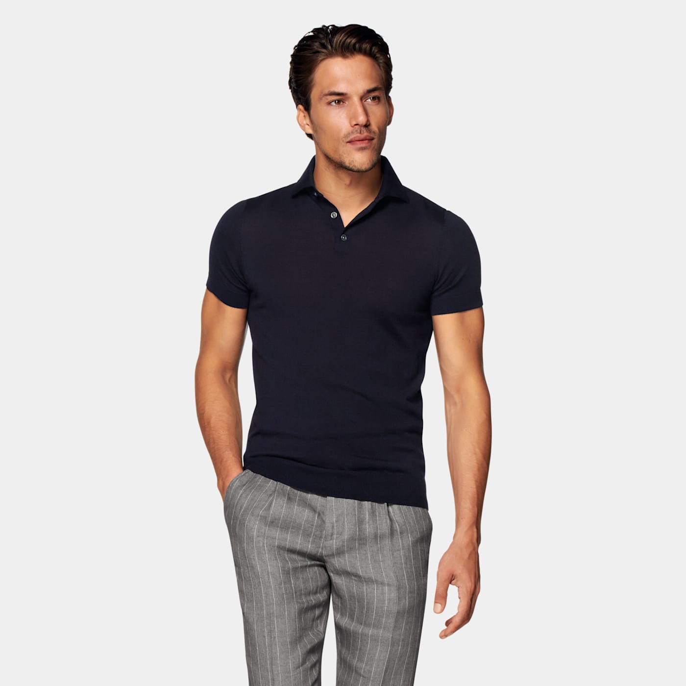 Suitsupply Navy Polo Shirt In Blue