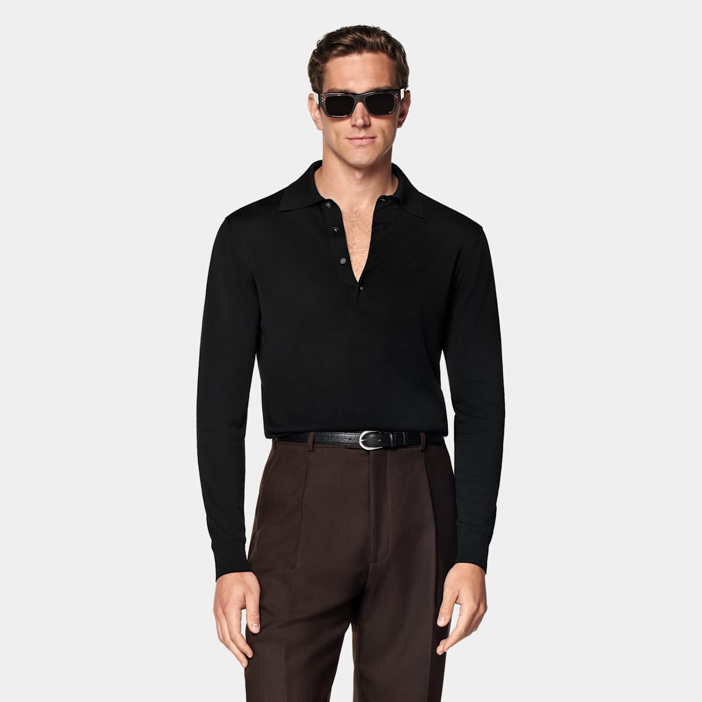 Suitsupply Polo Manches Longues Noir