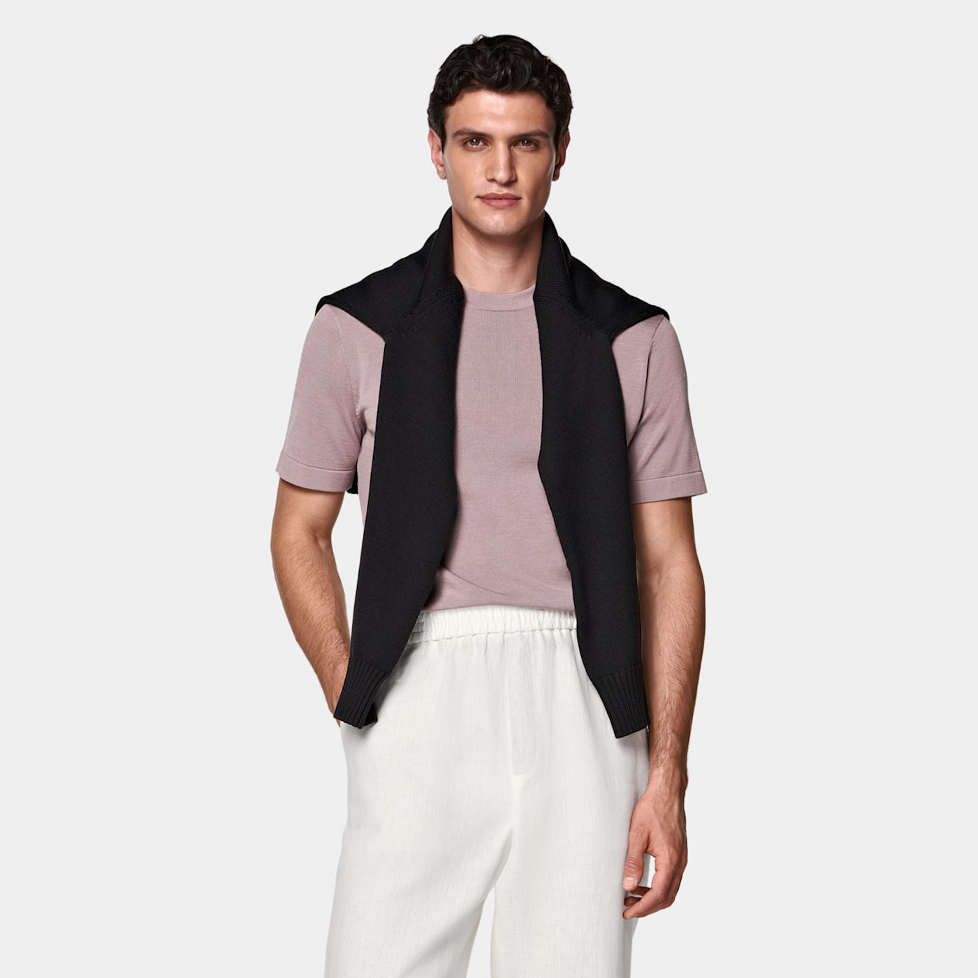 Suitsupply Dark Pink Short Sleeve Crewneck