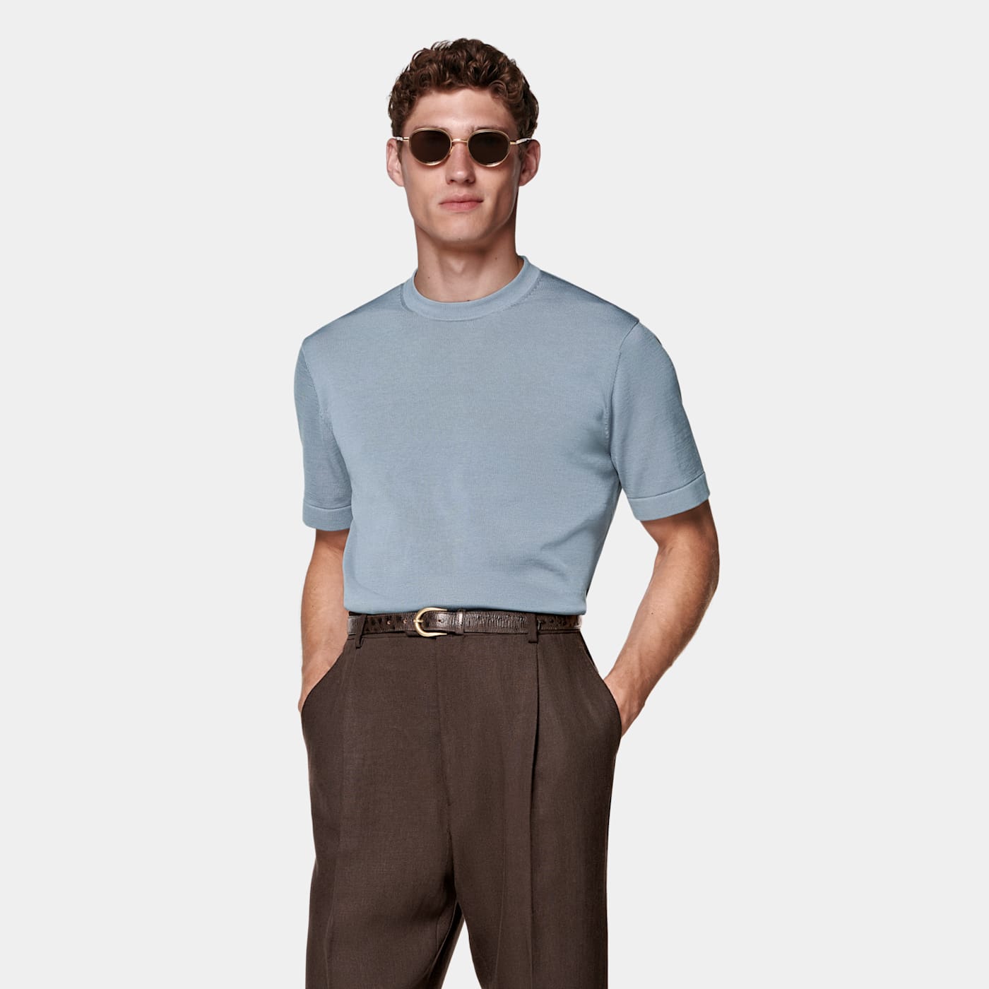 Suitsupply T-shirt Rundhals Kurzarm Hellblau In Blue