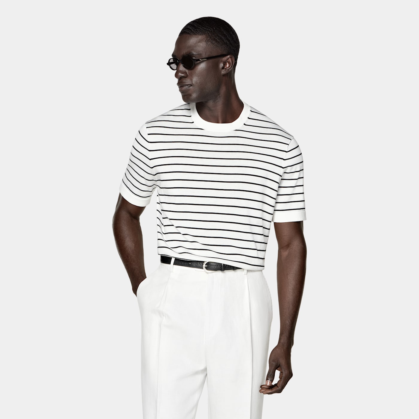 Suitsupply Off-white Short Sleeve Crewneck