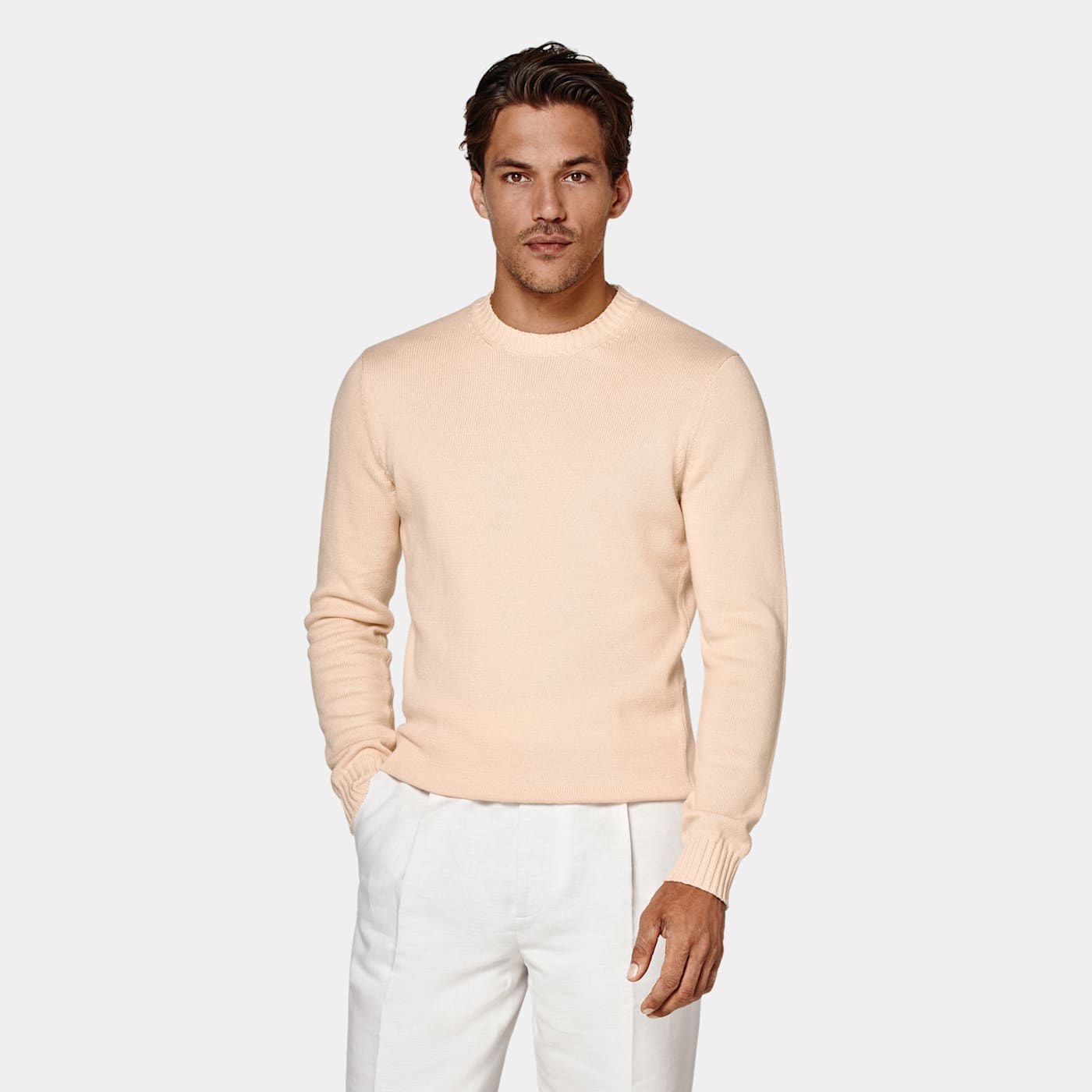 Suitsupply Light Pink Crewneck In Gold