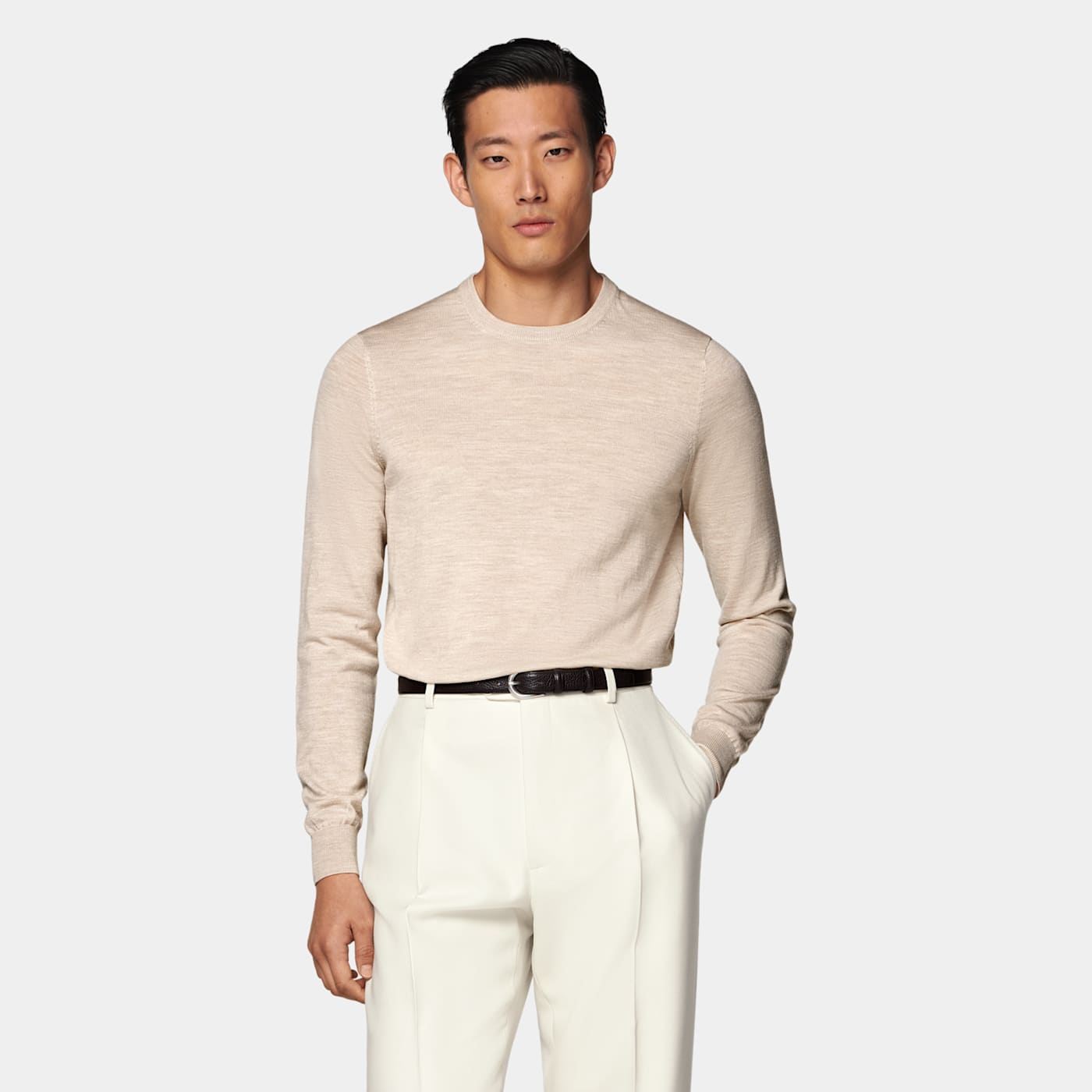 Suitsupply Sand Merino Crewneck