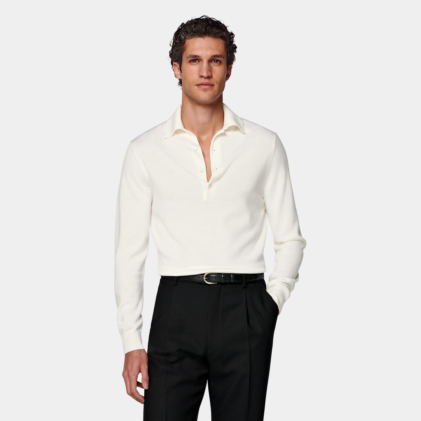 Suitsupply Off-white Long Sleeve Polo