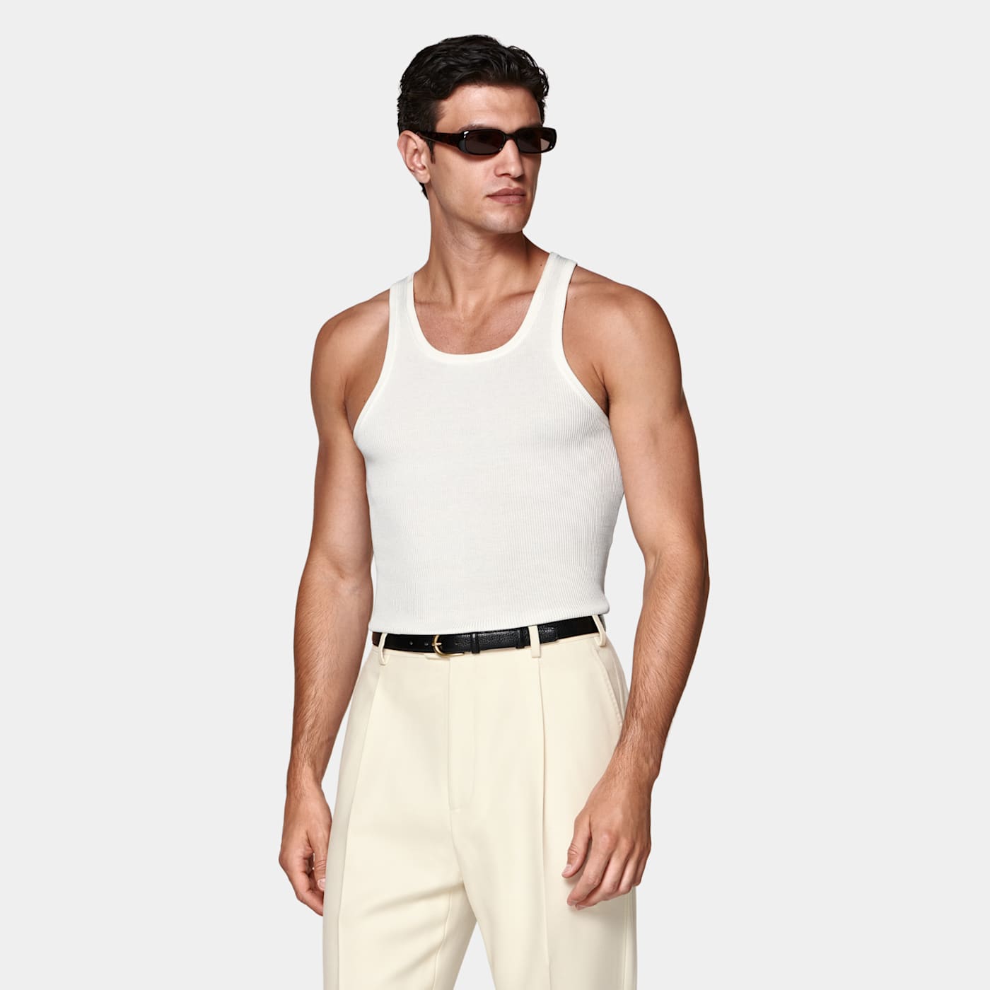 Suitsupply Off-white Ribbed Tank Top In White