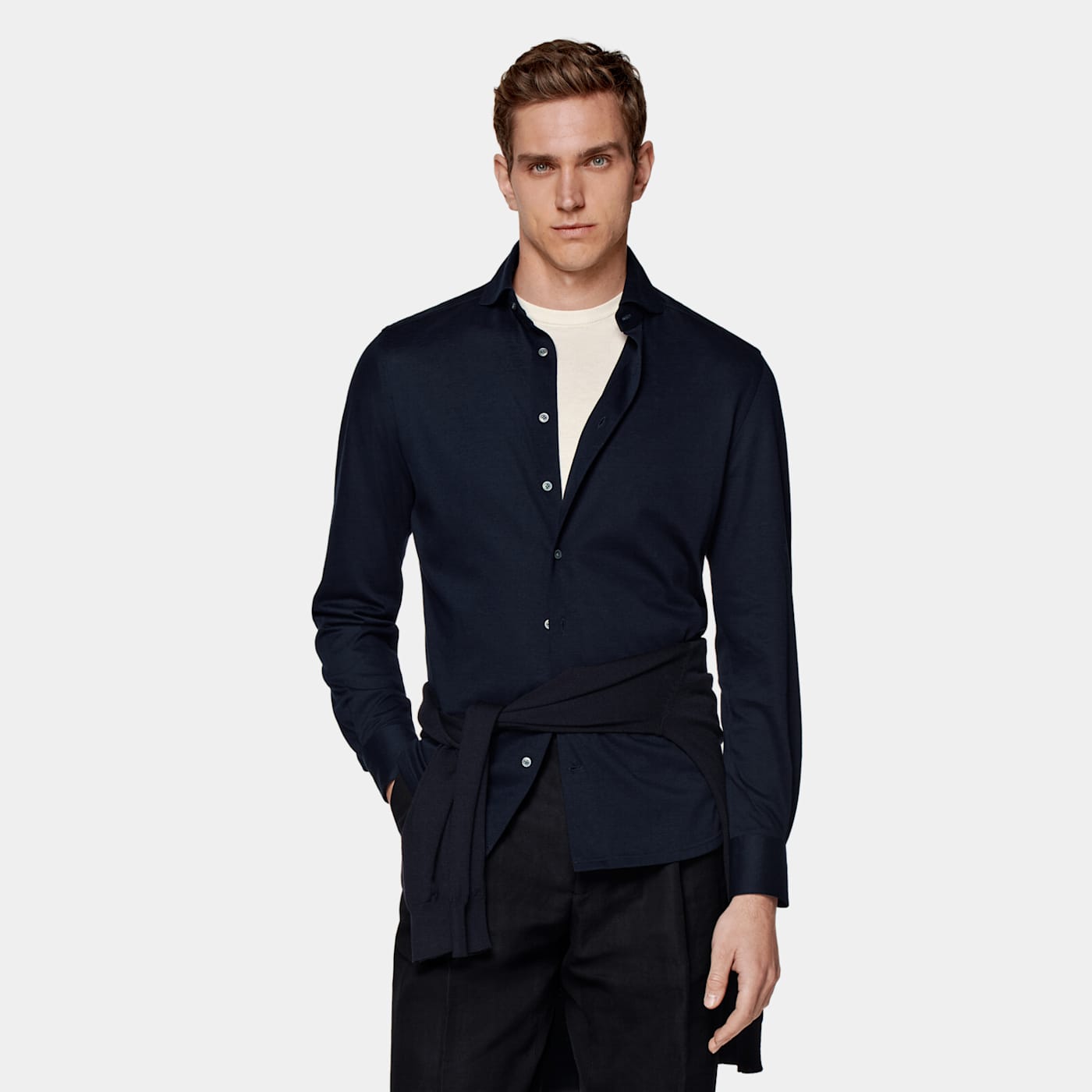 Suitsupply Navy Extra Slim Fit Shirt In Blue